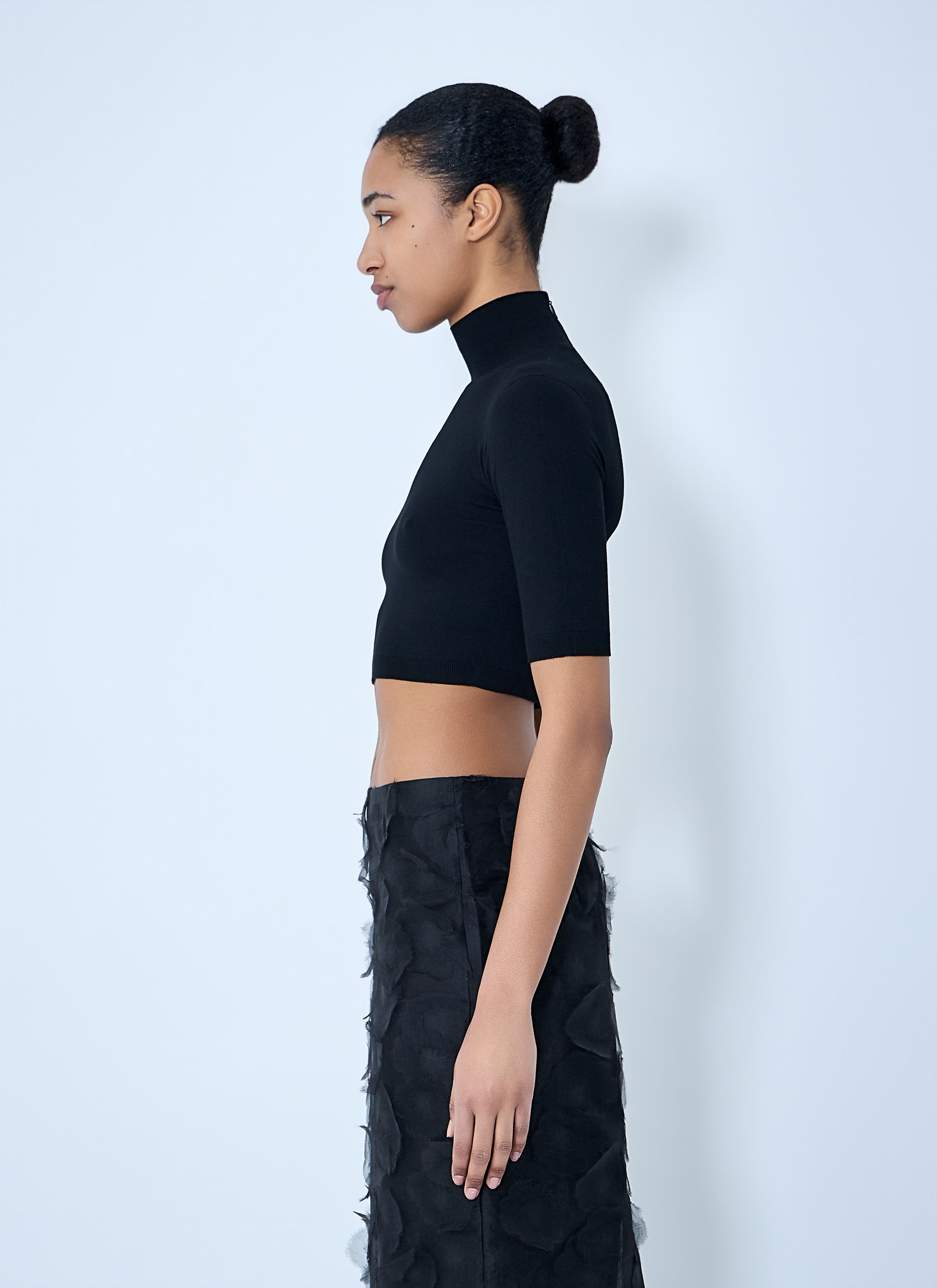 Max Mara High-neck Cropped Knit Top Size L / US 10 / IT 46 - 3 Thumbnail