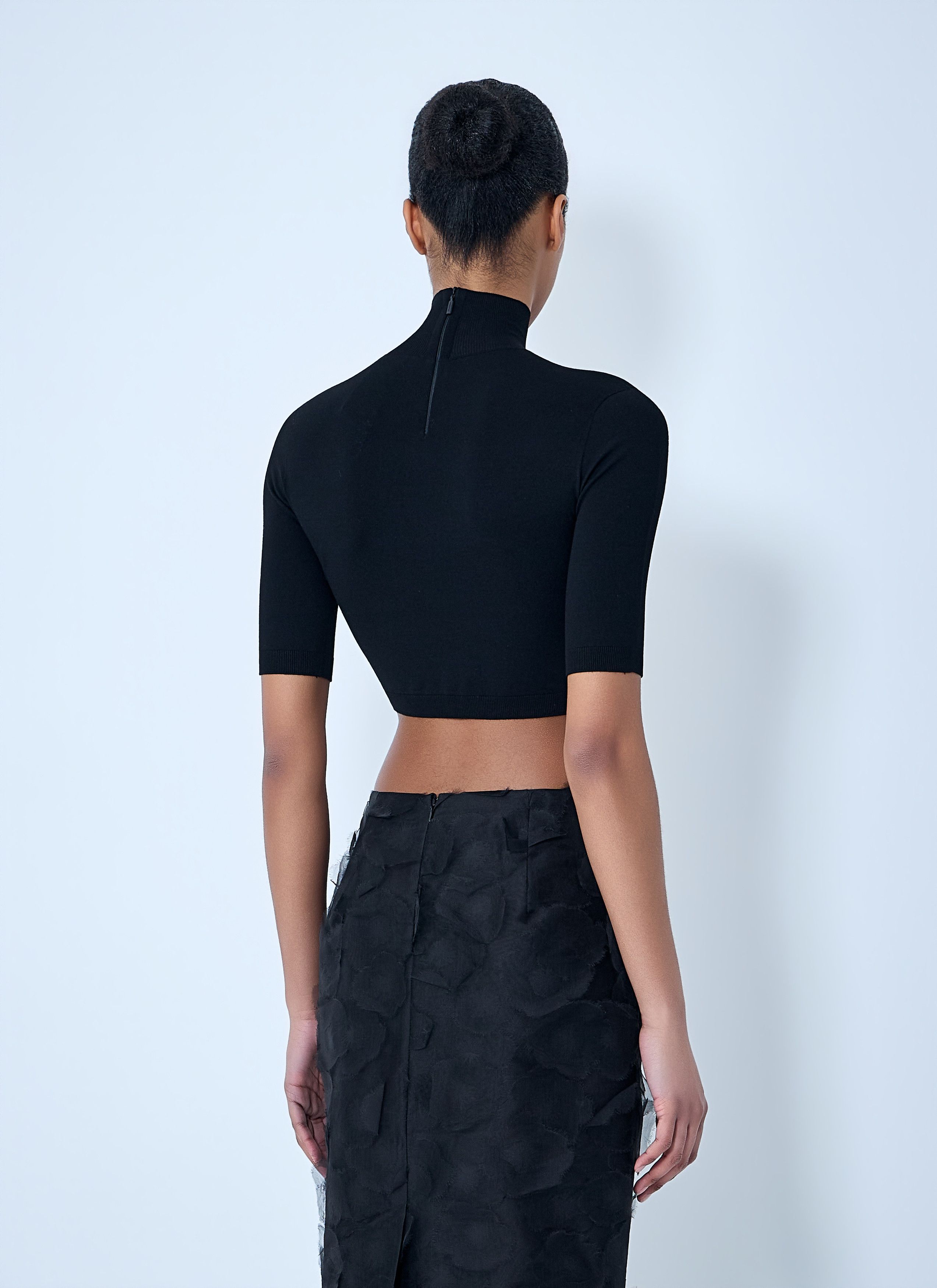 Max Mara High-neck Cropped Knit Top Size L / US 10 / IT 46 - 4 Thumbnail