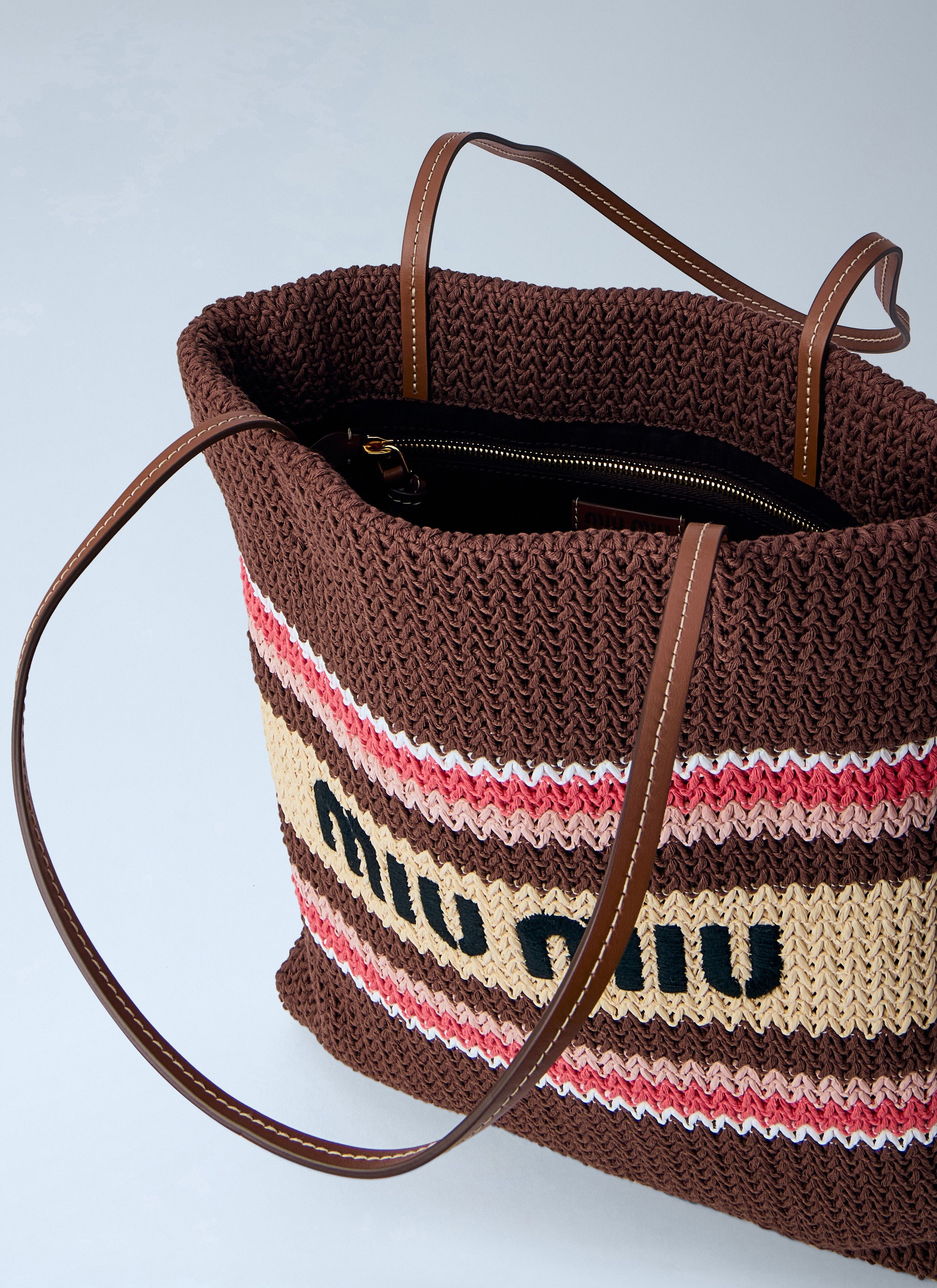Miu Miu Raffia-Effect Woven Tote Bag Size ONE SIZE - 4 Thumbnail