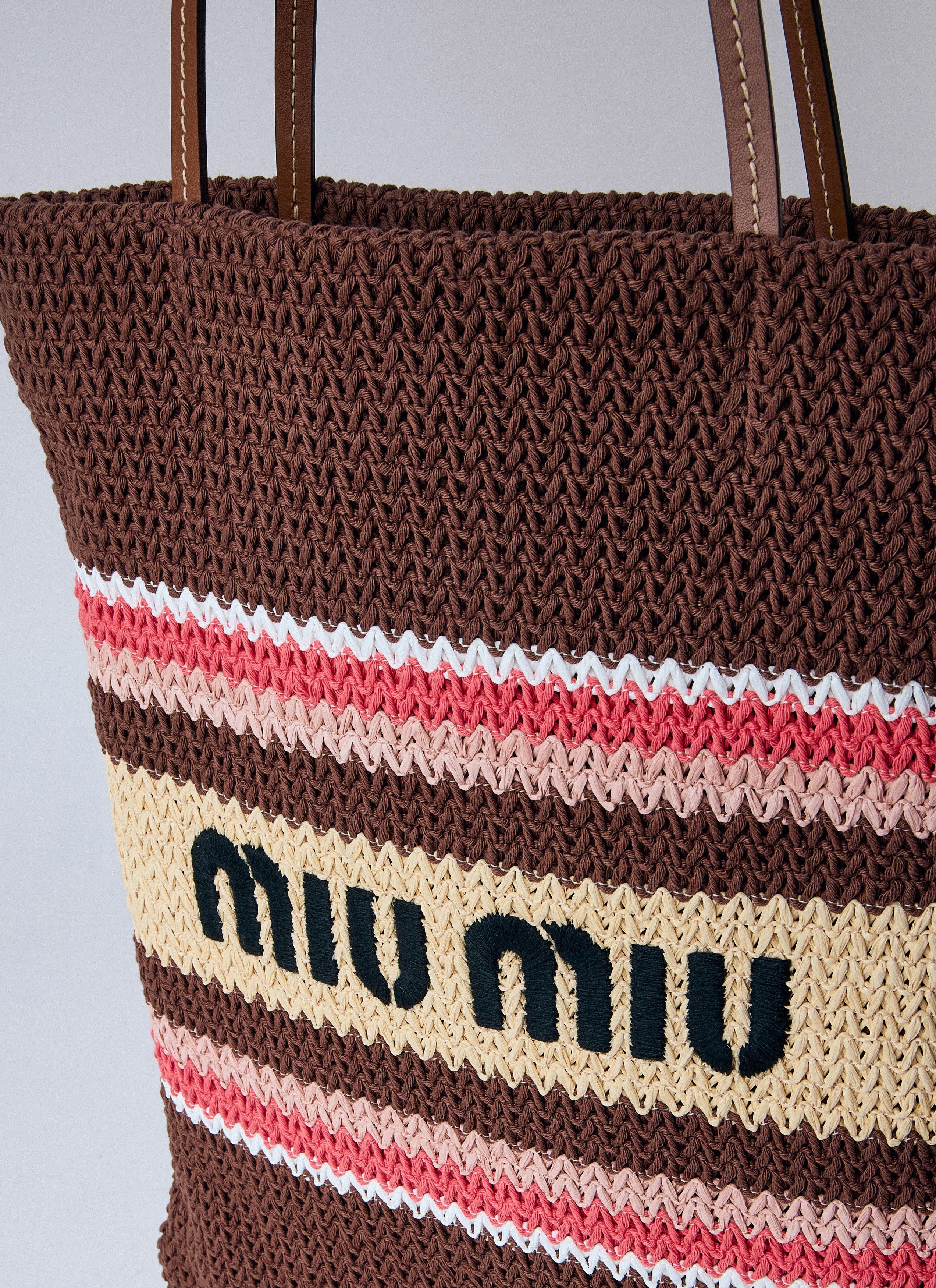 Miu Miu Raffia-Effect Woven Tote Bag Size ONE SIZE - 3 Thumbnail
