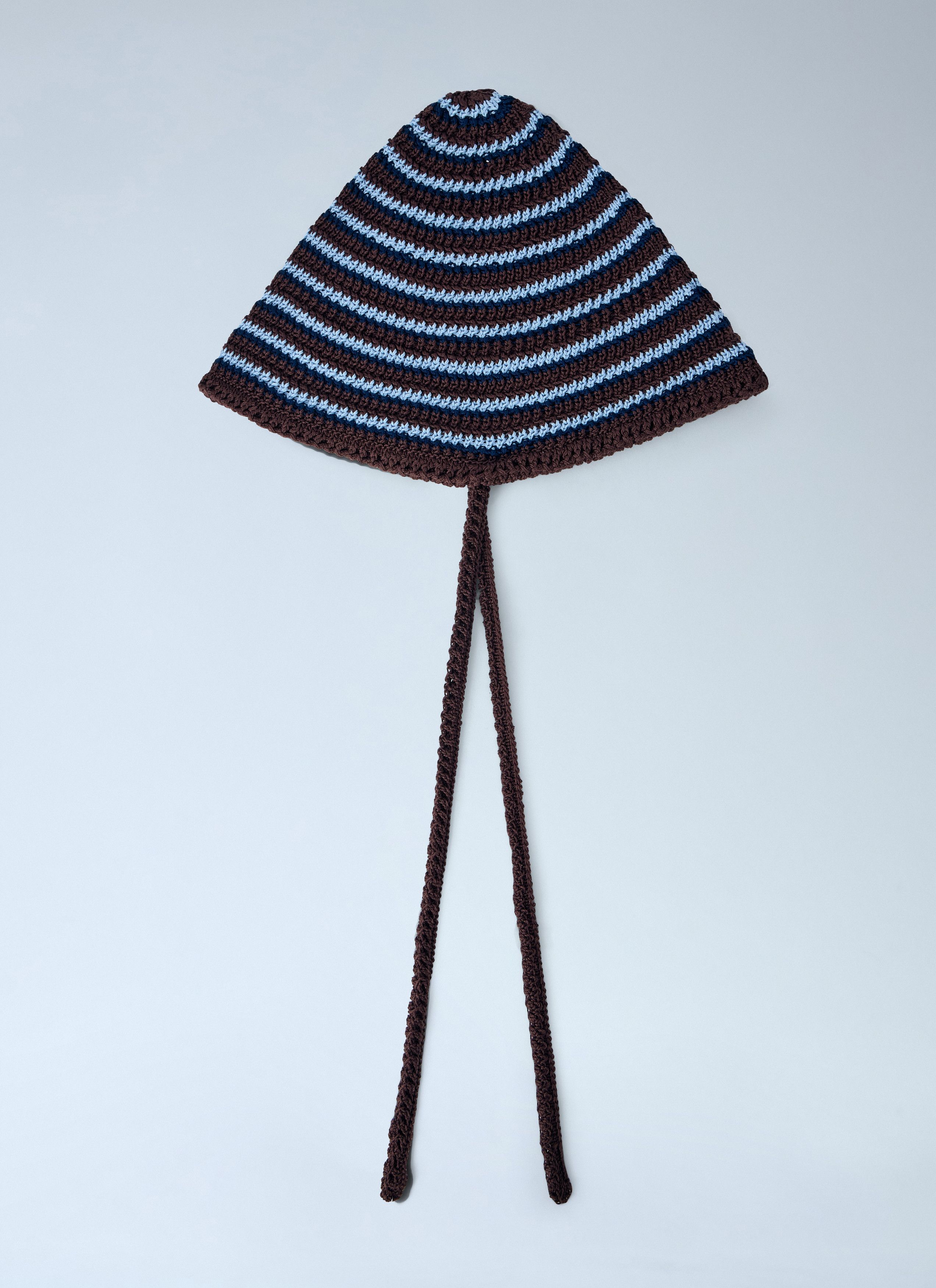 Miu Miu Striped Crochet Hat with Ties Size ONE SIZE - 4 Thumbnail