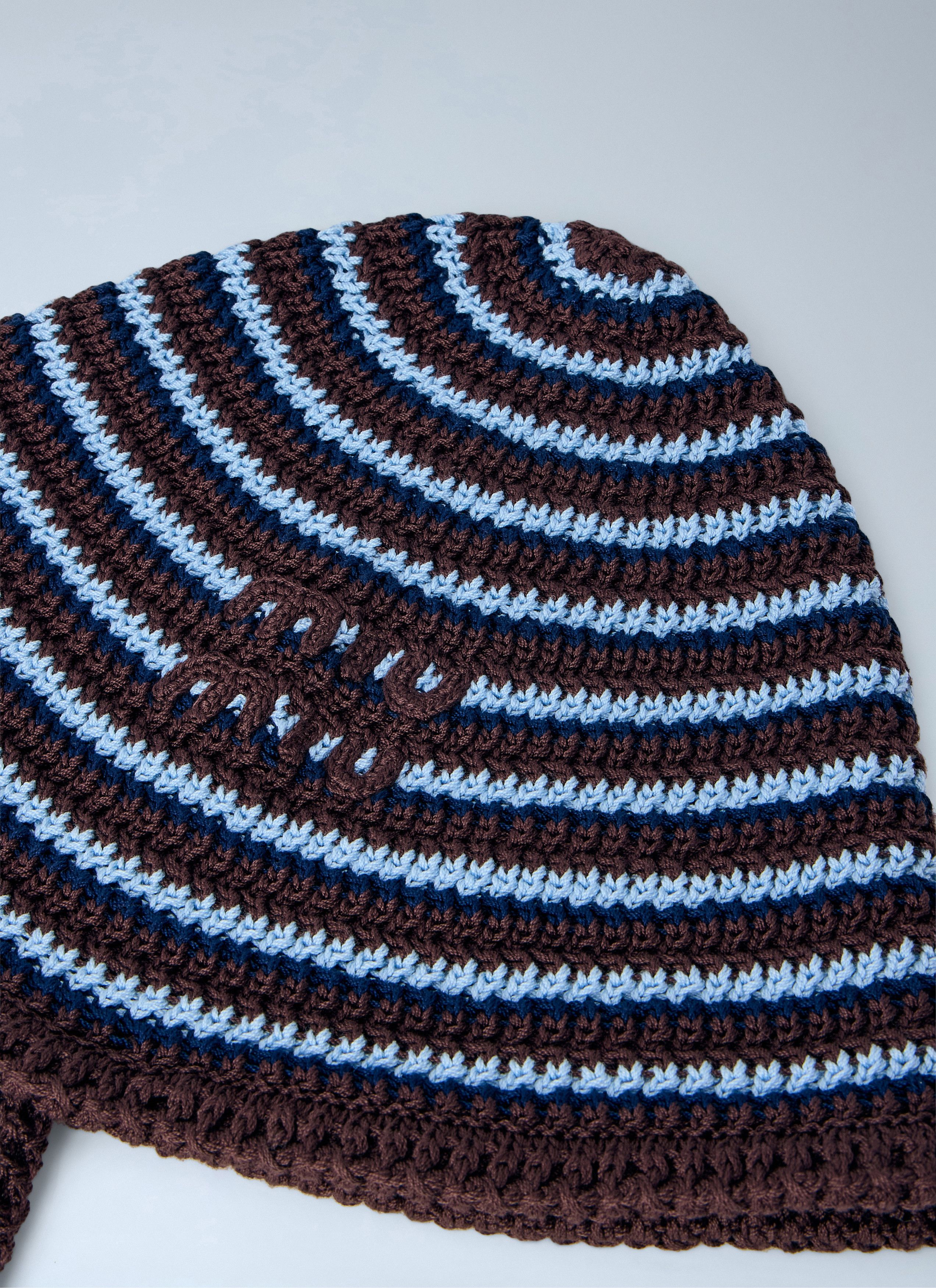 Miu Miu Striped Crochet Hat with Ties Size ONE SIZE - 2 Thumbnail