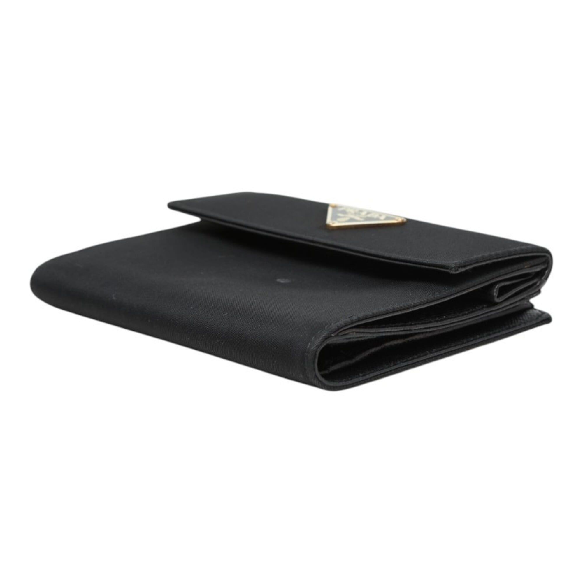 Prada Prada Triangle Logo Plate Bi-fold Wallet Black Nylon Women's PRADA Size ONE SIZE - 4 Thumbnail