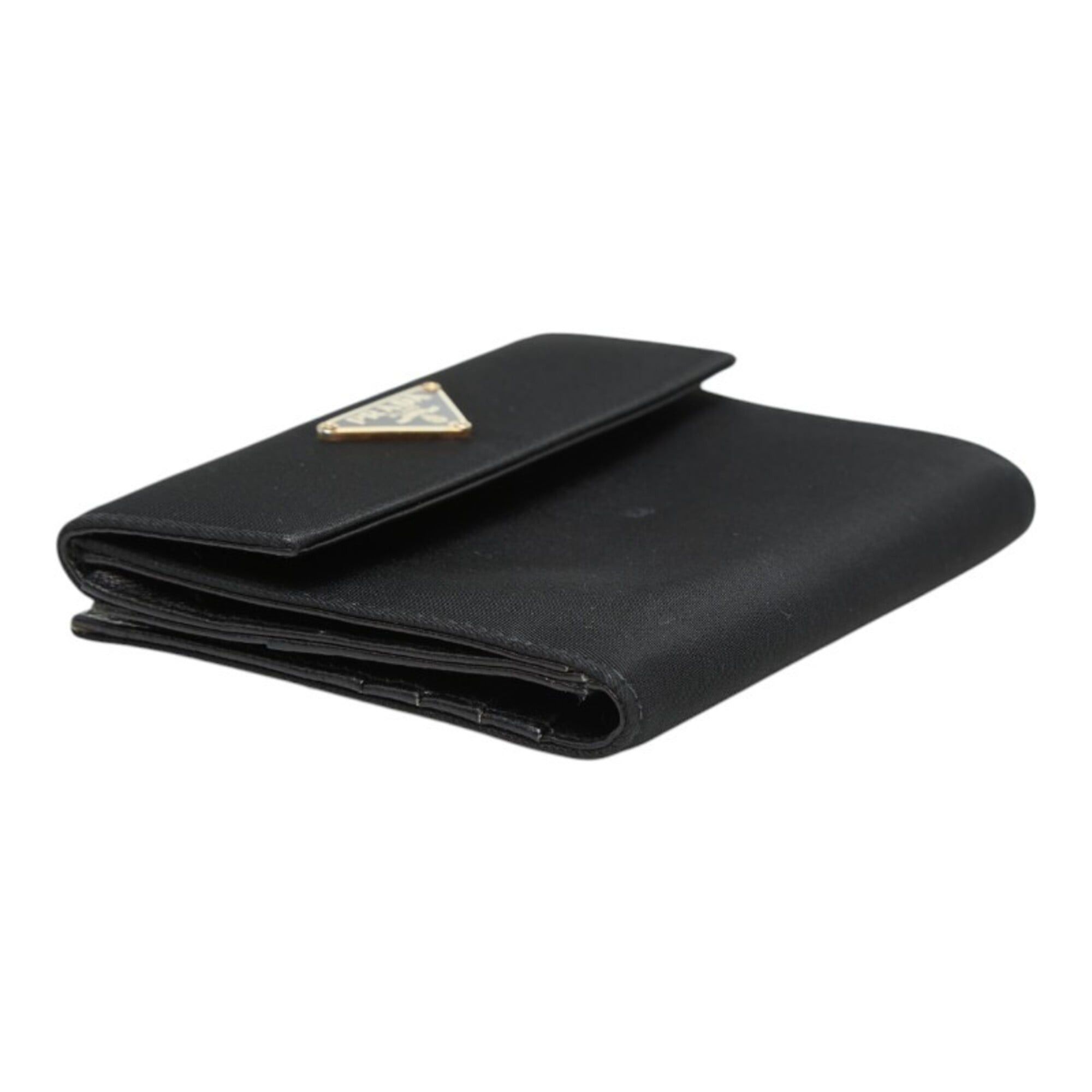 Prada Prada Triangle Logo Plate Bi-fold Wallet Black Nylon Women's PRADA Size ONE SIZE - 5 Thumbnail