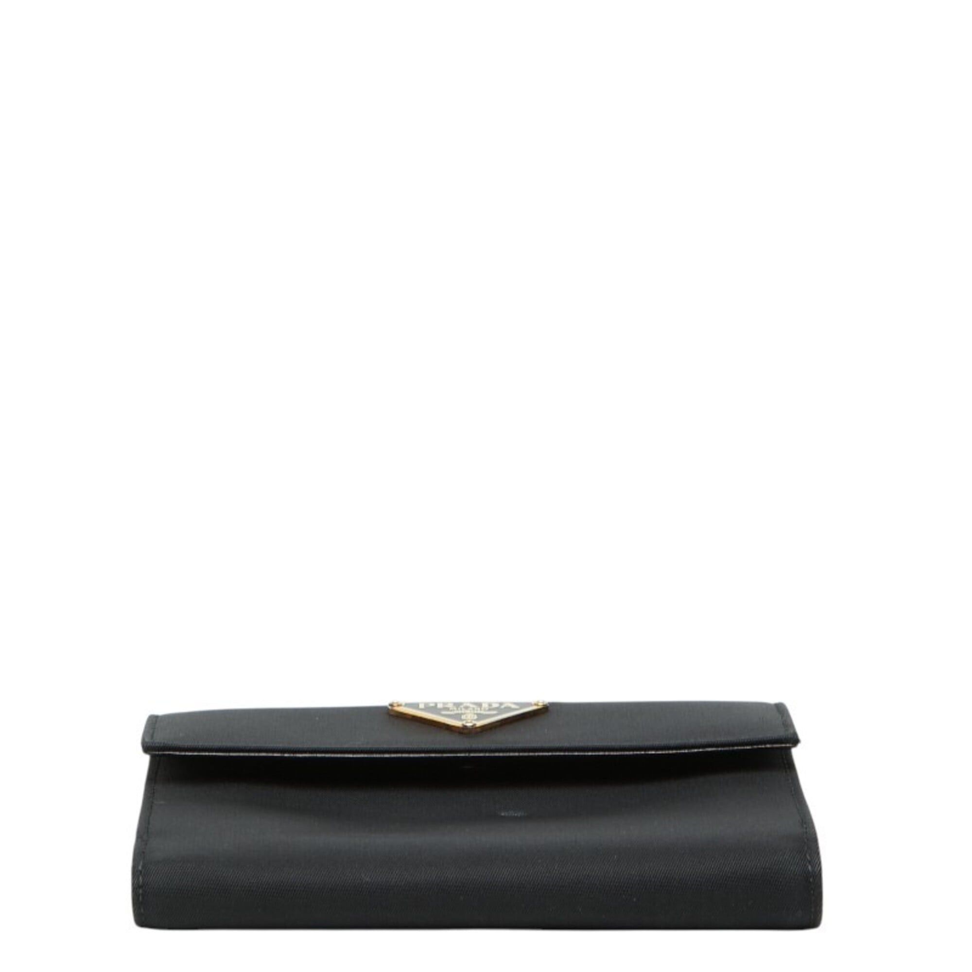 Prada Prada Triangle Logo Plate Bi-fold Wallet Black Nylon Women's PRADA Size ONE SIZE - 3 Thumbnail