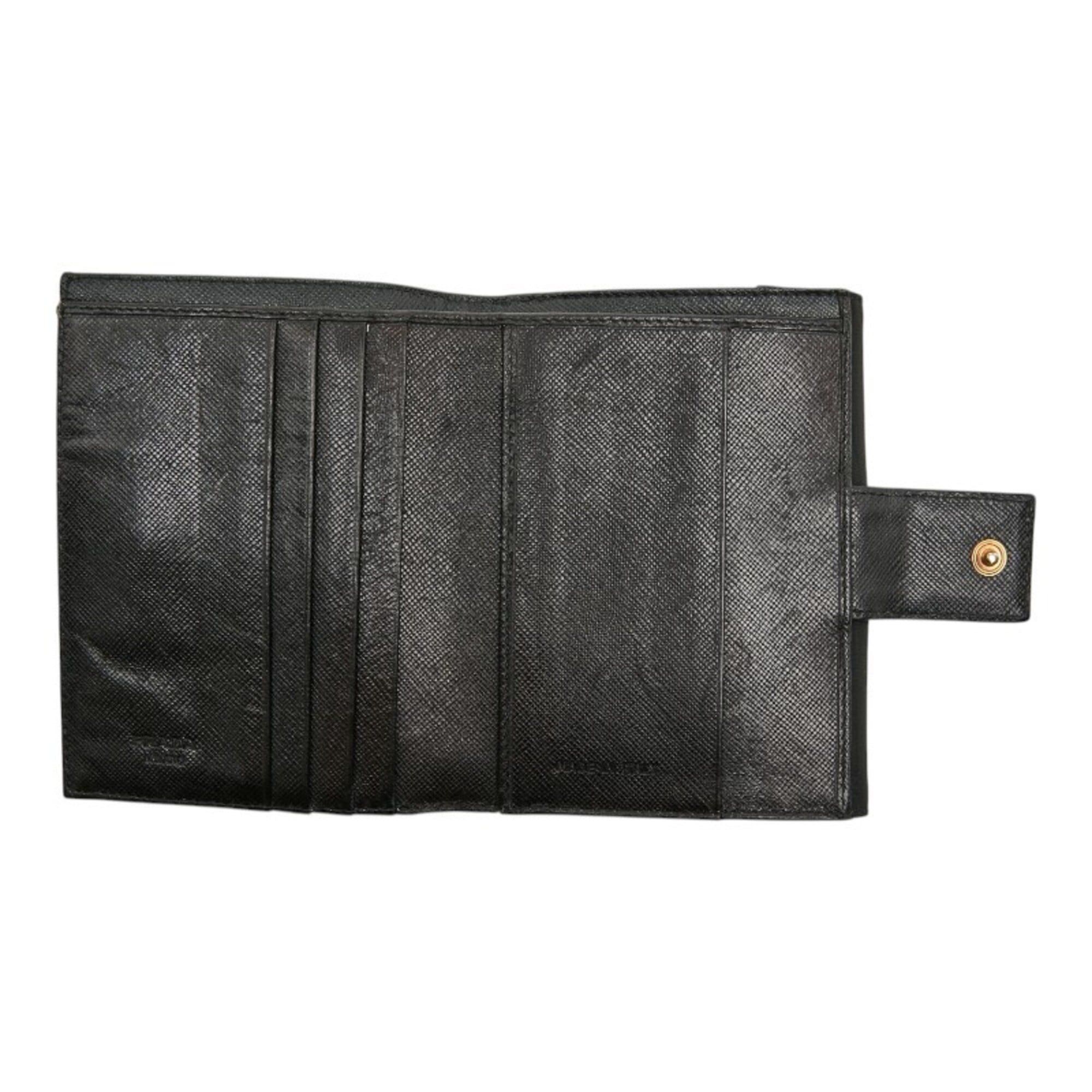 Prada Prada Triangle Logo Plate Bi-fold Wallet Black Nylon Women's PRADA Size ONE SIZE - 9 Thumbnail