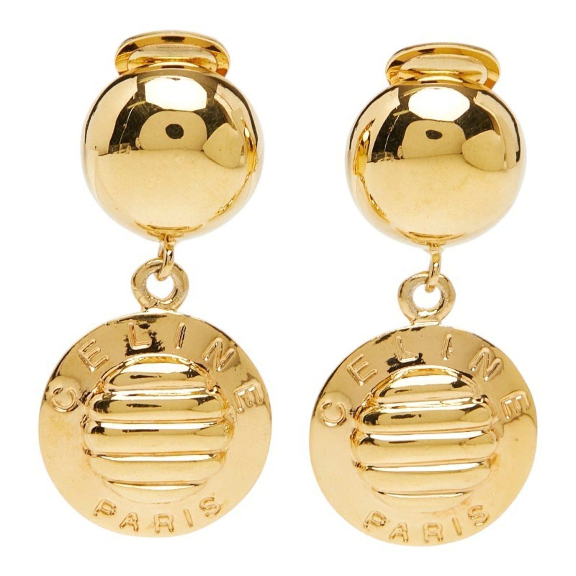 Celine Celine Vintage Triomphe Macadam Earrings, Gold Plated, Women's. Size ONE SIZE - 2 Thumbnail