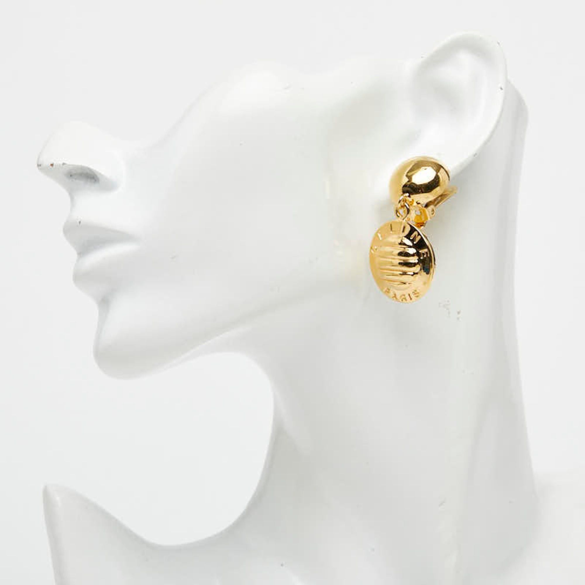 Celine Celine Vintage Triomphe Macadam Earrings, Gold Plated, Women's. Size ONE SIZE - 6 Thumbnail