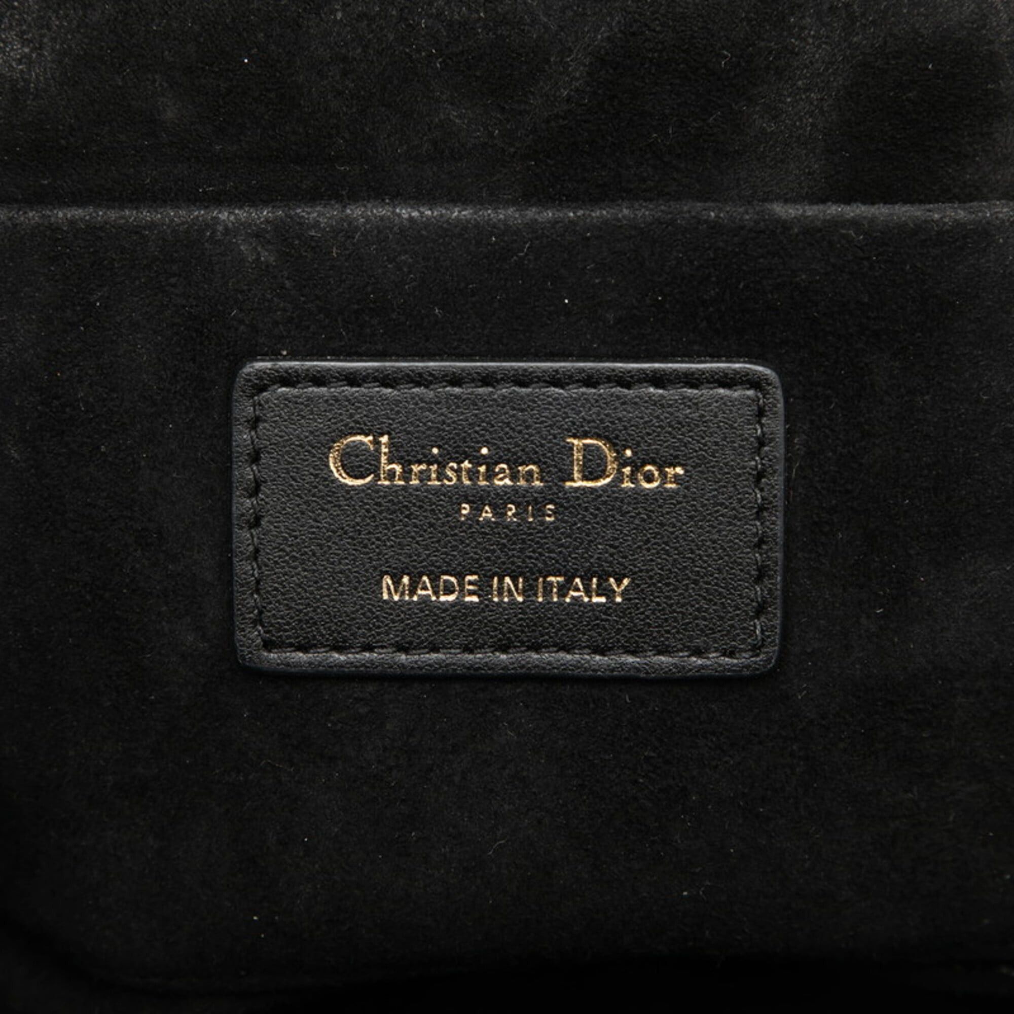 Dior Christian Dior Dior Cannage Small Vanity Bag, Shoulder 2-Way, Black Leather, Women's Size ONE SIZE - 5 Thumbnail