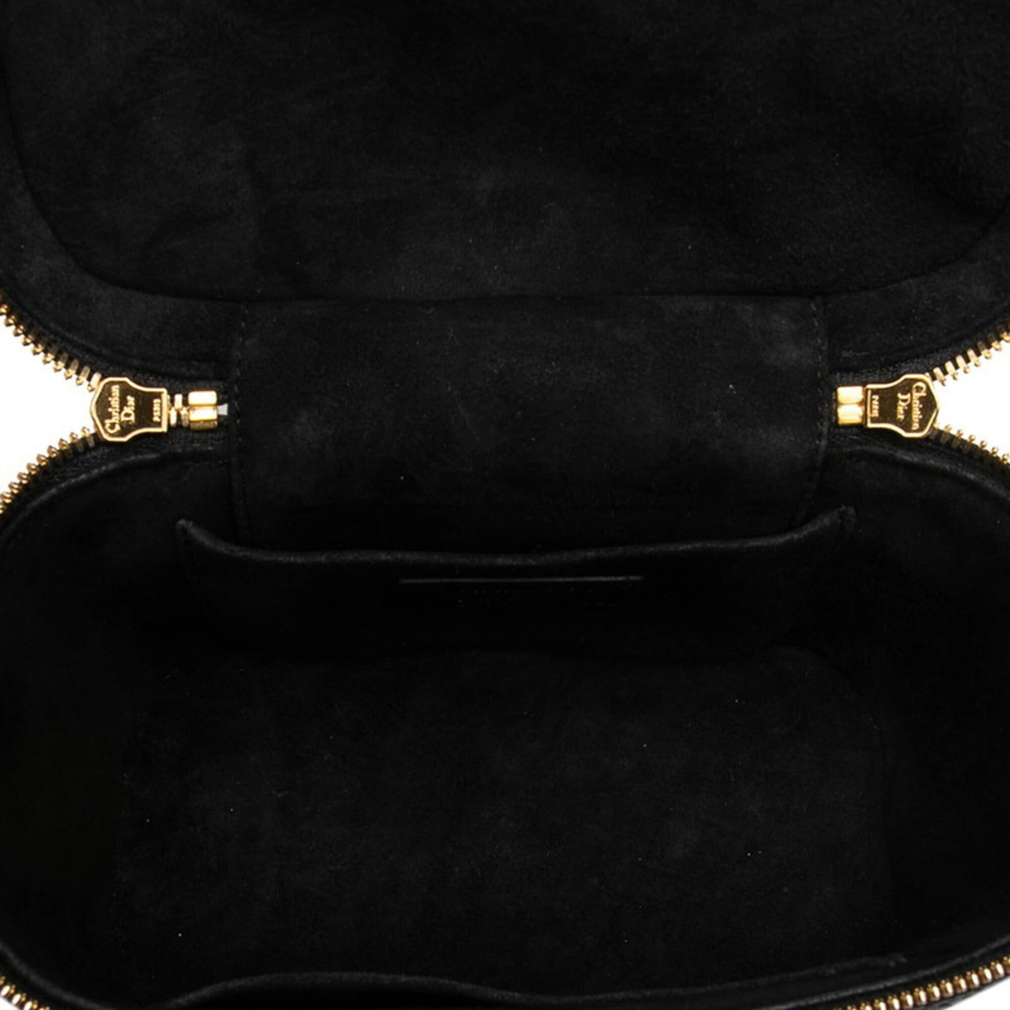Dior Christian Dior Dior Cannage Small Vanity Bag, Shoulder 2-Way, Black Leather, Women's Size ONE SIZE - 4 Thumbnail