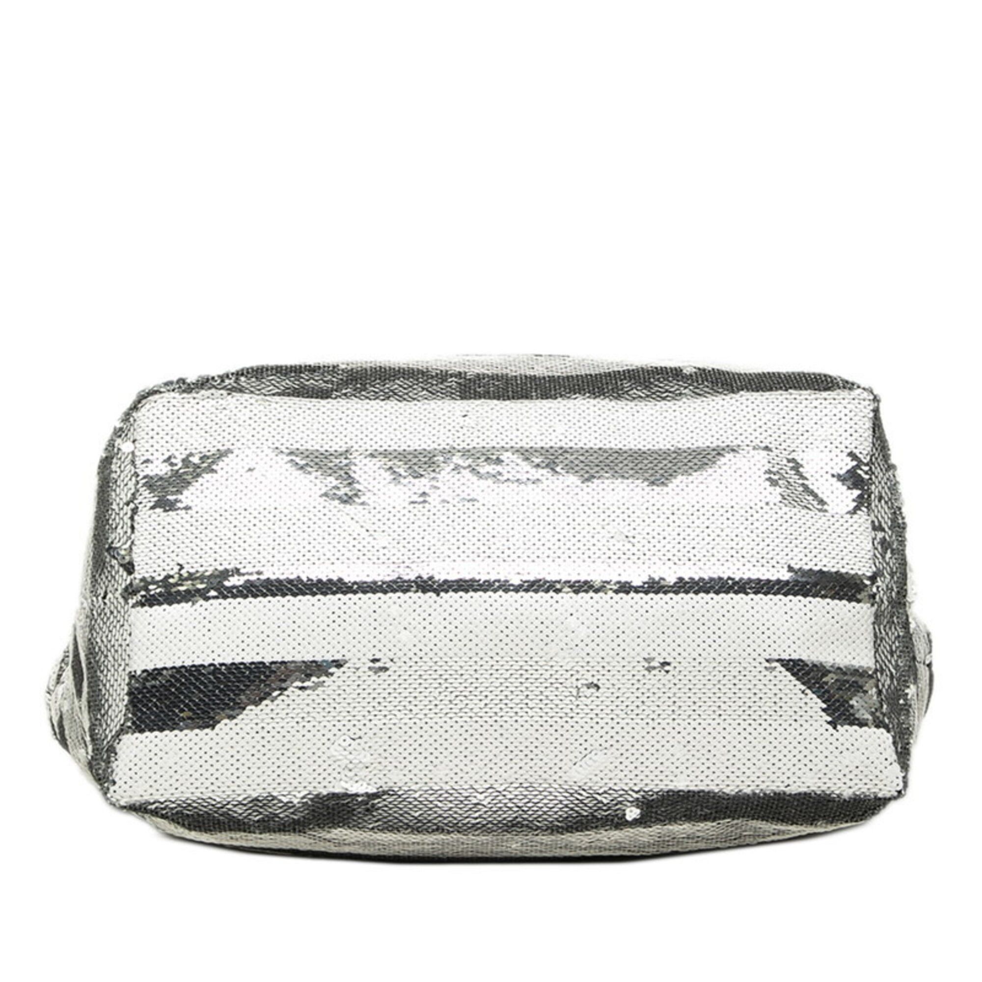 Prada Prada Logo Tote Bag Shoulder White Silver Sequin Enamel Women's PRADA Size ONE SIZE - 3 Thumbnail