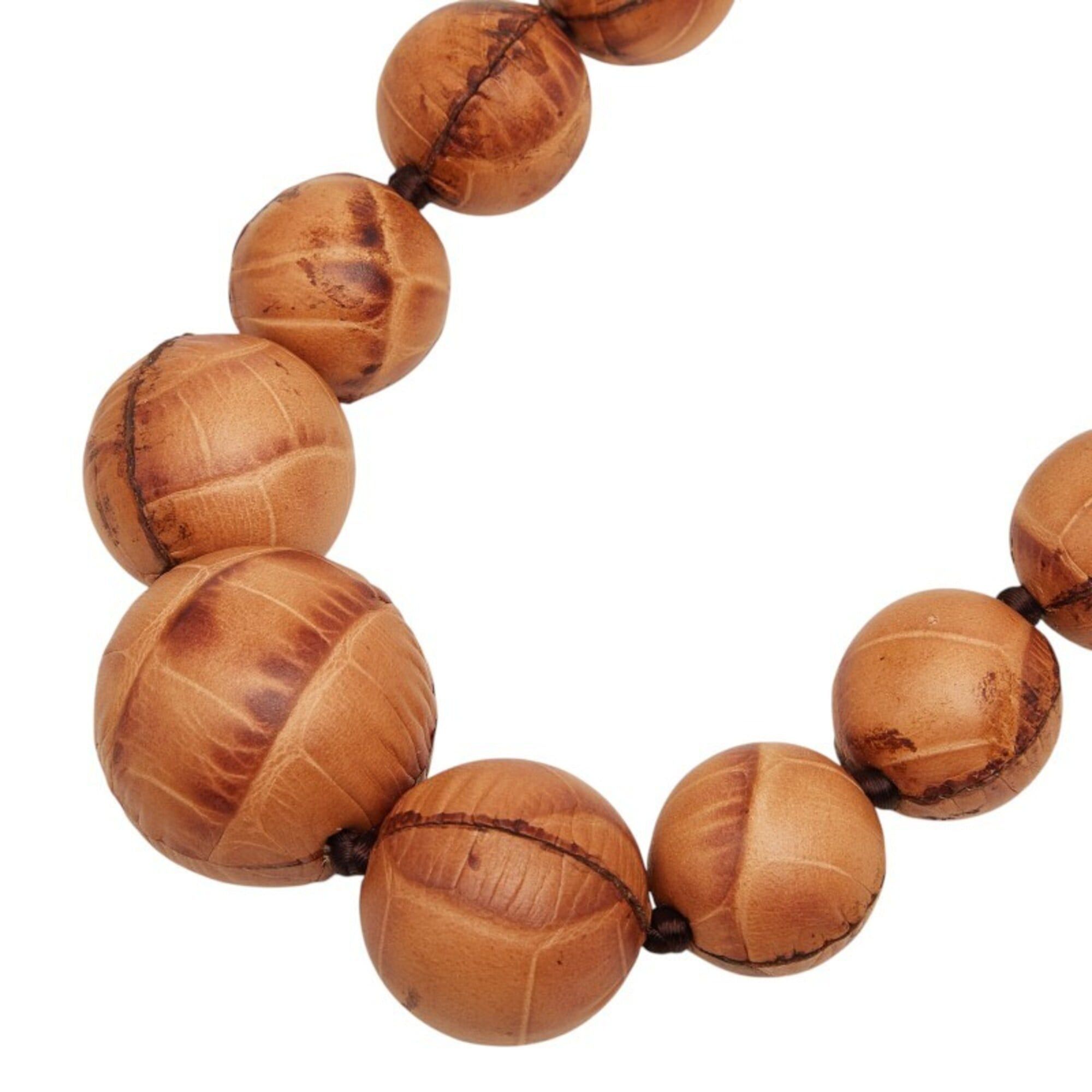 Celine Celine Triomphe Leather Ball Necklace, Brown Leather, Women's CELINE Size ONE SIZE - 2 Thumbnail