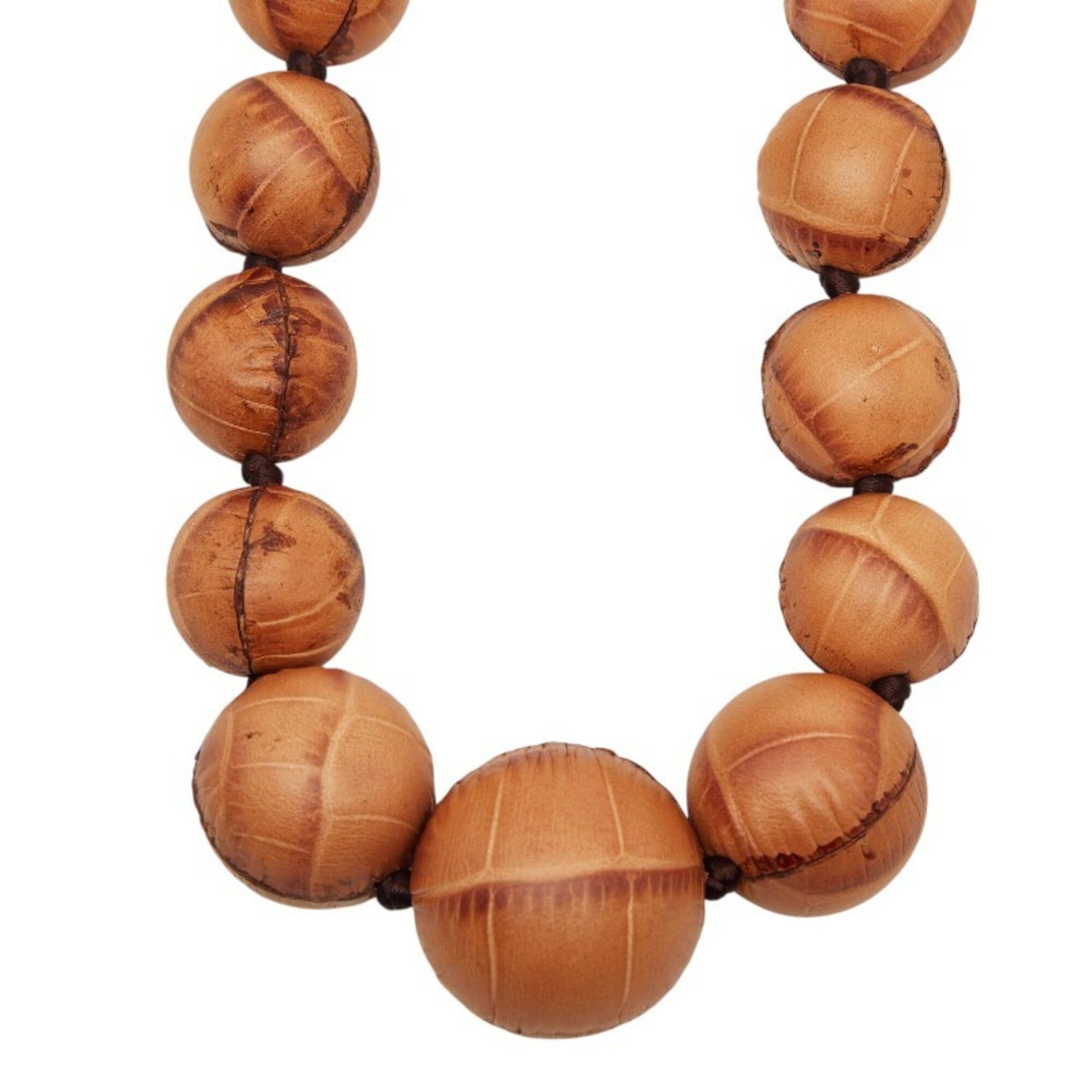 Celine Celine Triomphe Leather Ball Necklace, Brown Leather, Women's CELINE Size ONE SIZE - 3 Thumbnail