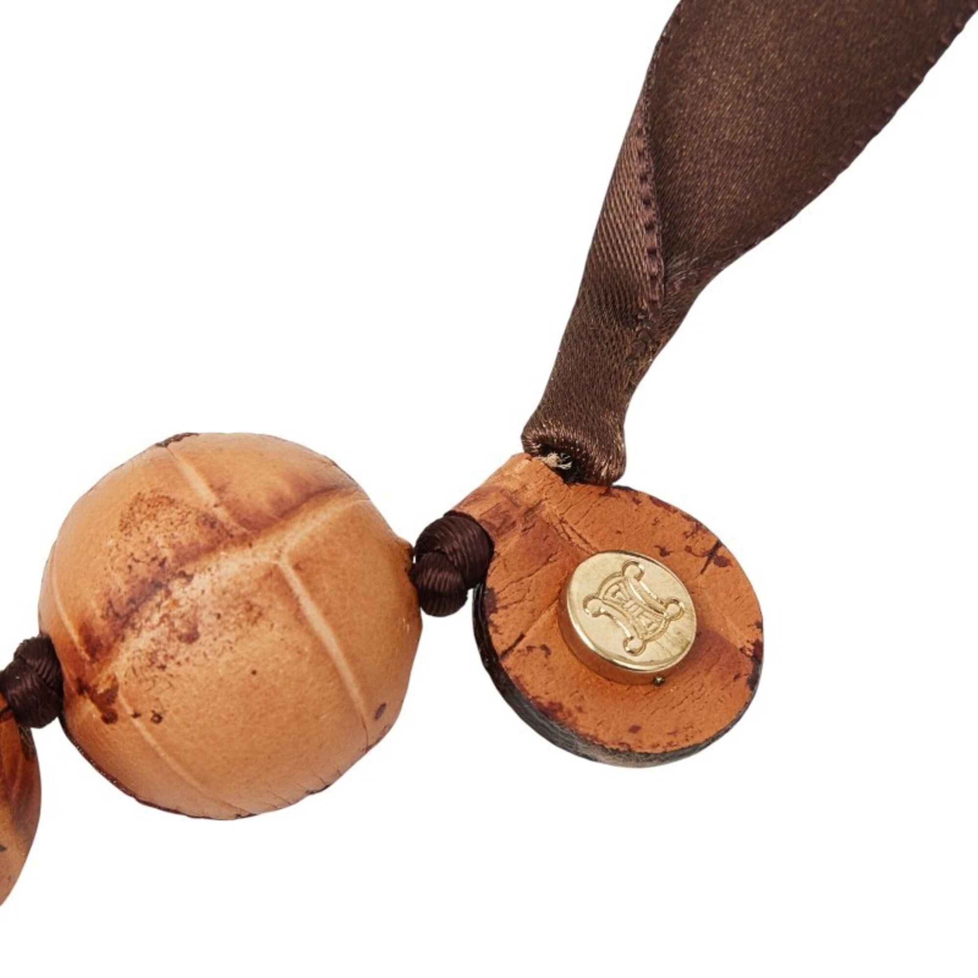Celine Celine Triomphe Leather Ball Necklace, Brown Leather, Women's CELINE Size ONE SIZE - 6 Thumbnail