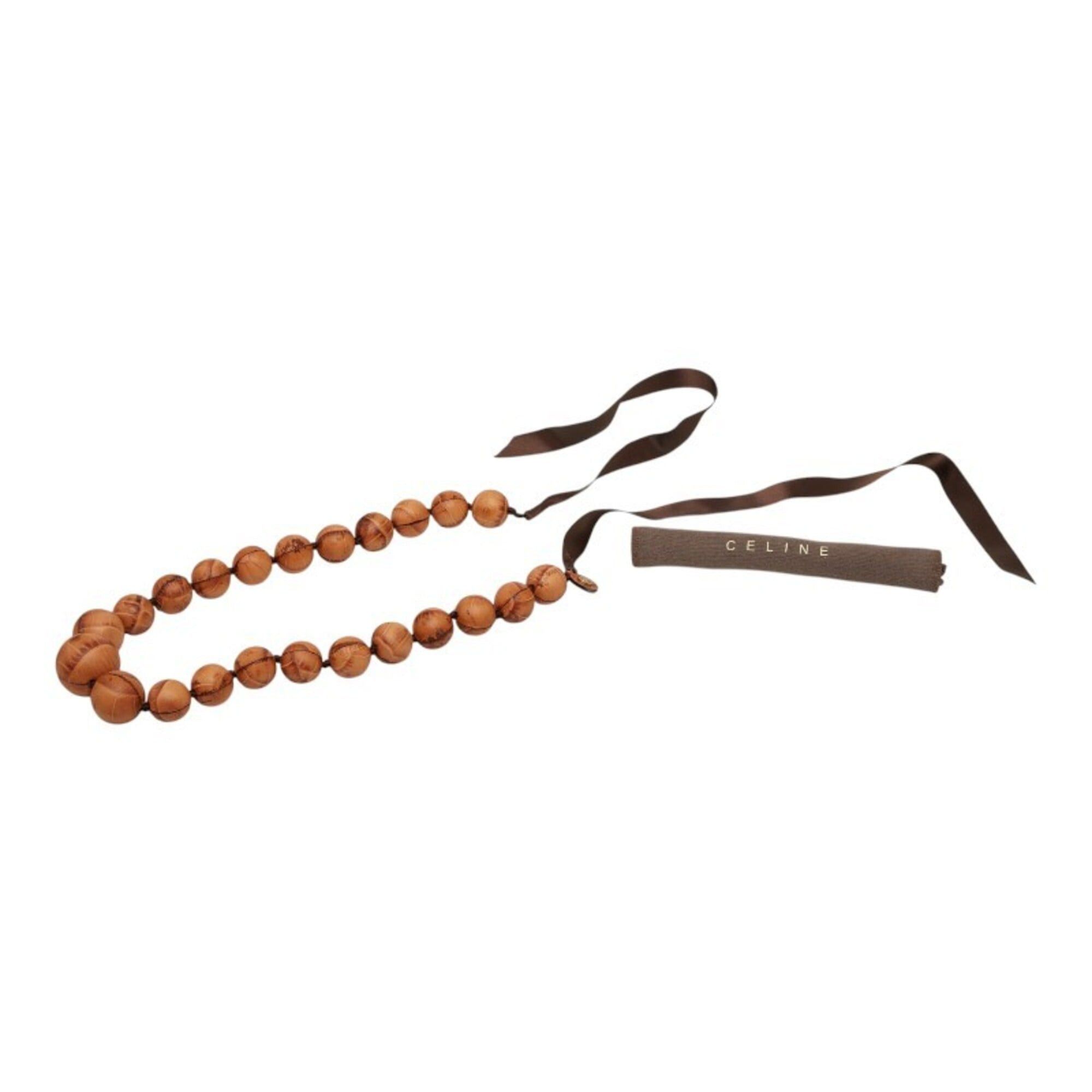 Celine Celine Triomphe Leather Ball Necklace, Brown Leather, Women's CELINE Size ONE SIZE - 4 Thumbnail