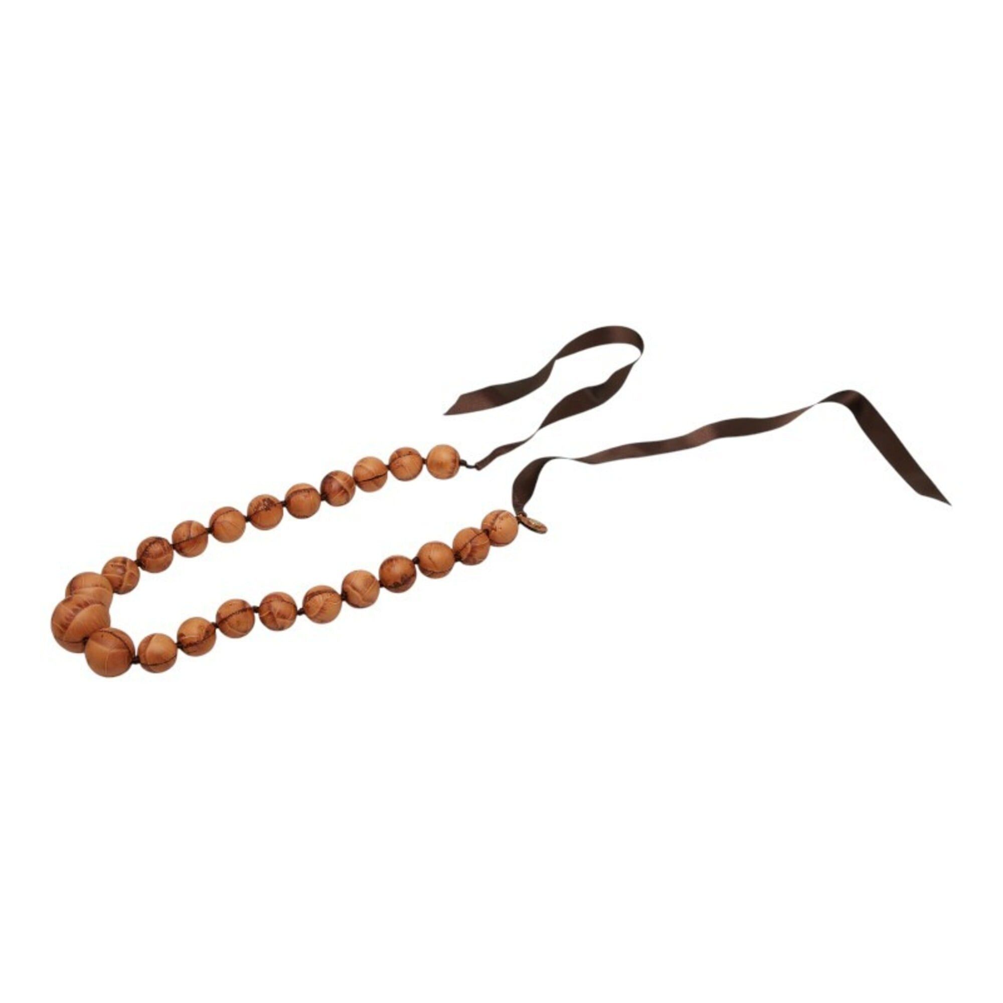 Celine Celine Triomphe Leather Ball Necklace, Brown Leather, Women's CELINE Size ONE SIZE - 5 Thumbnail