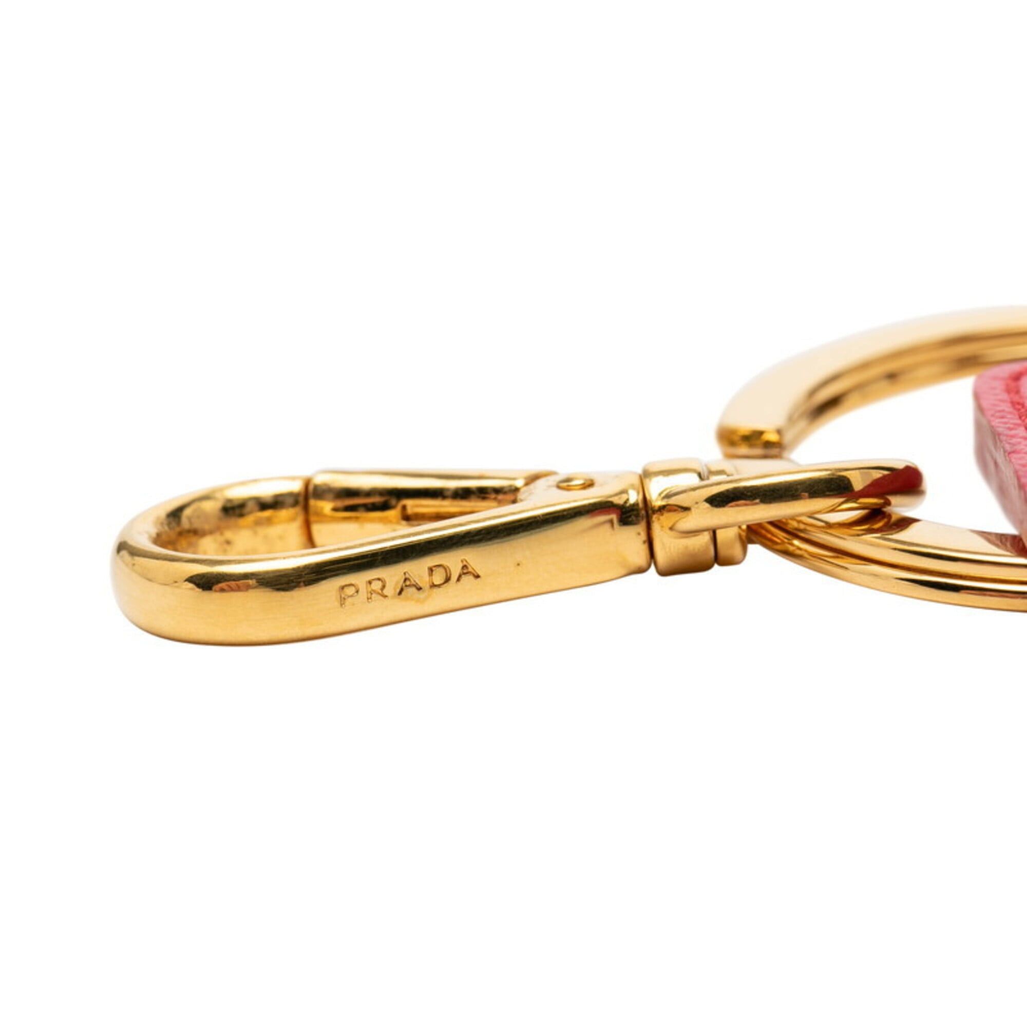 Prada Prada Keychain Keyring Accessory Bag Charm Pink Yellow Saffiano Leather Women's PRADA Size ONE SIZE - 4 Thumbnail
