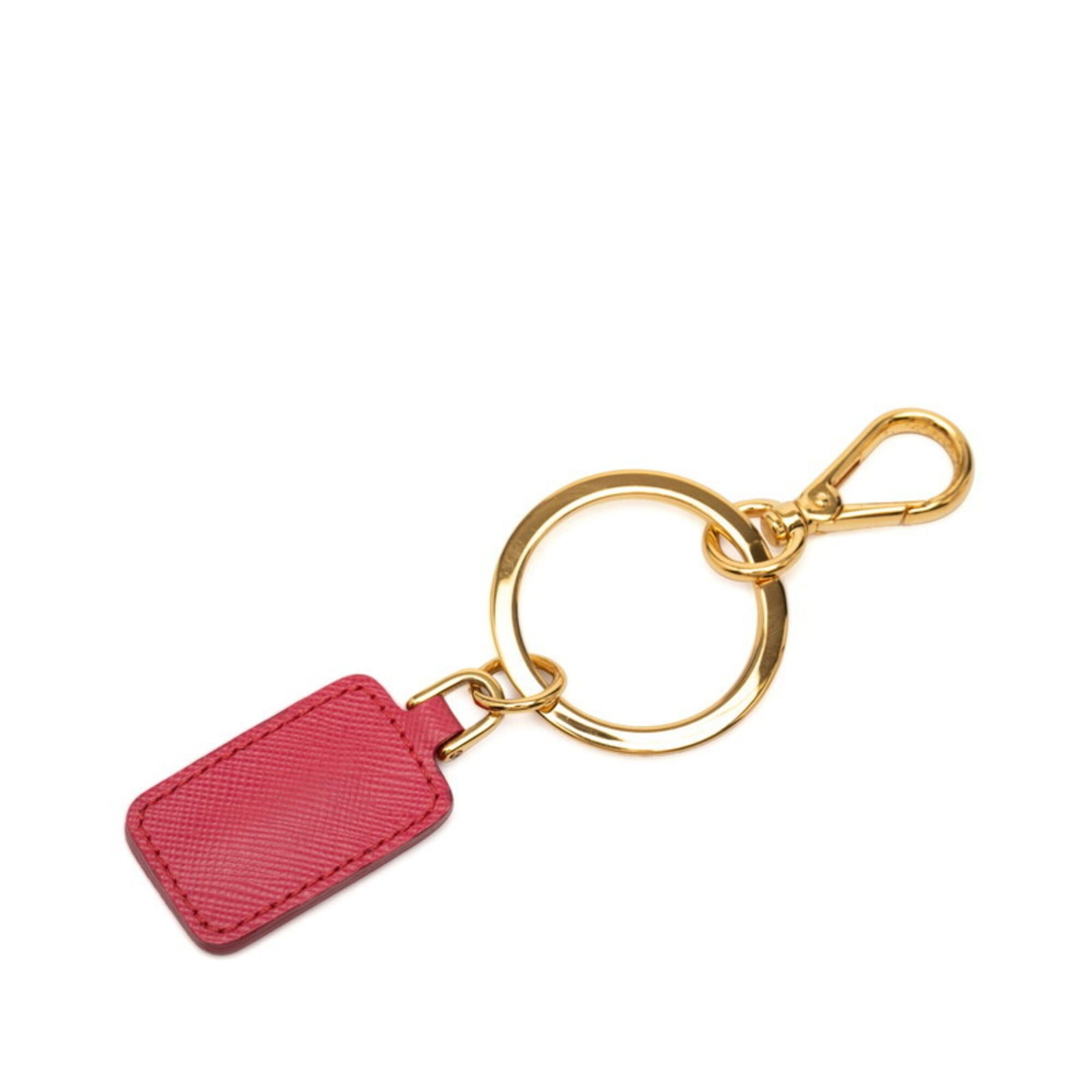 Prada Prada Keychain Keyring Accessory Bag Charm Pink Yellow Saffiano Leather Women's PRADA Size ONE SIZE - 2 Thumbnail