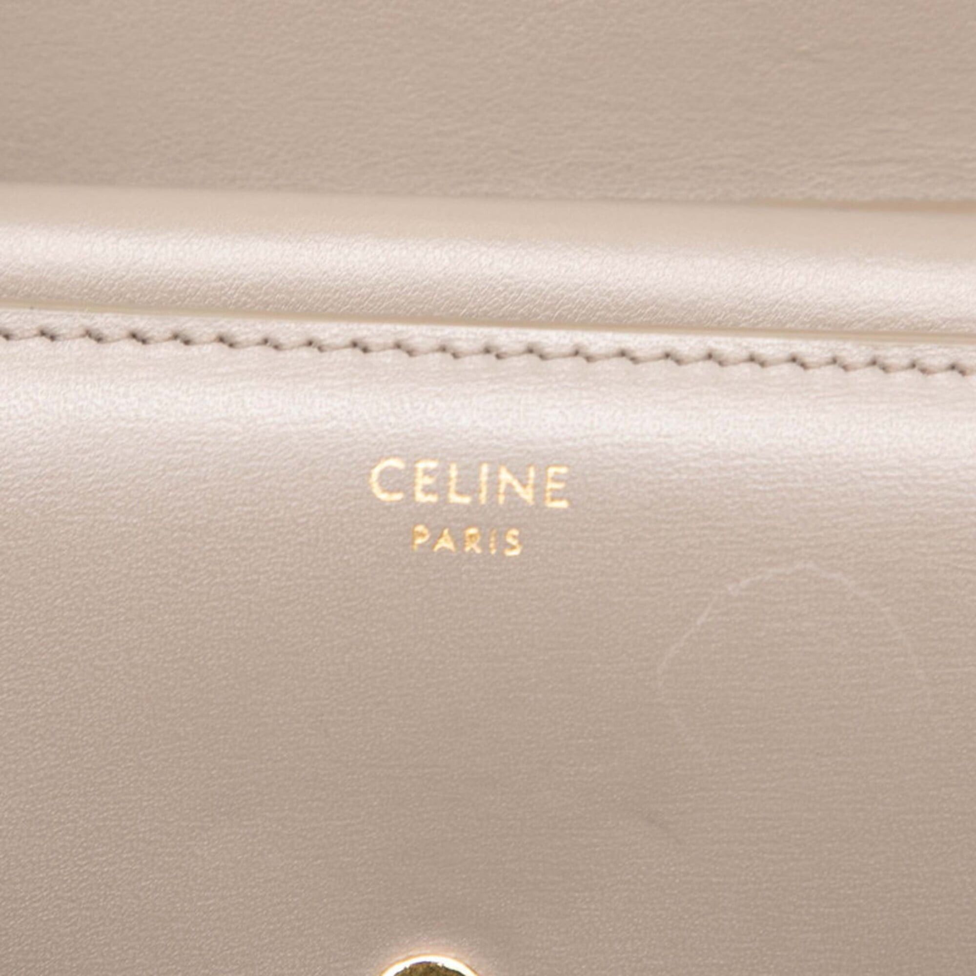 Celine Celine Triomphe Small Flap Wallet, Bi-fold Pebble Gray Leather, Women's CELINE Size ONE SIZE - 6 Thumbnail