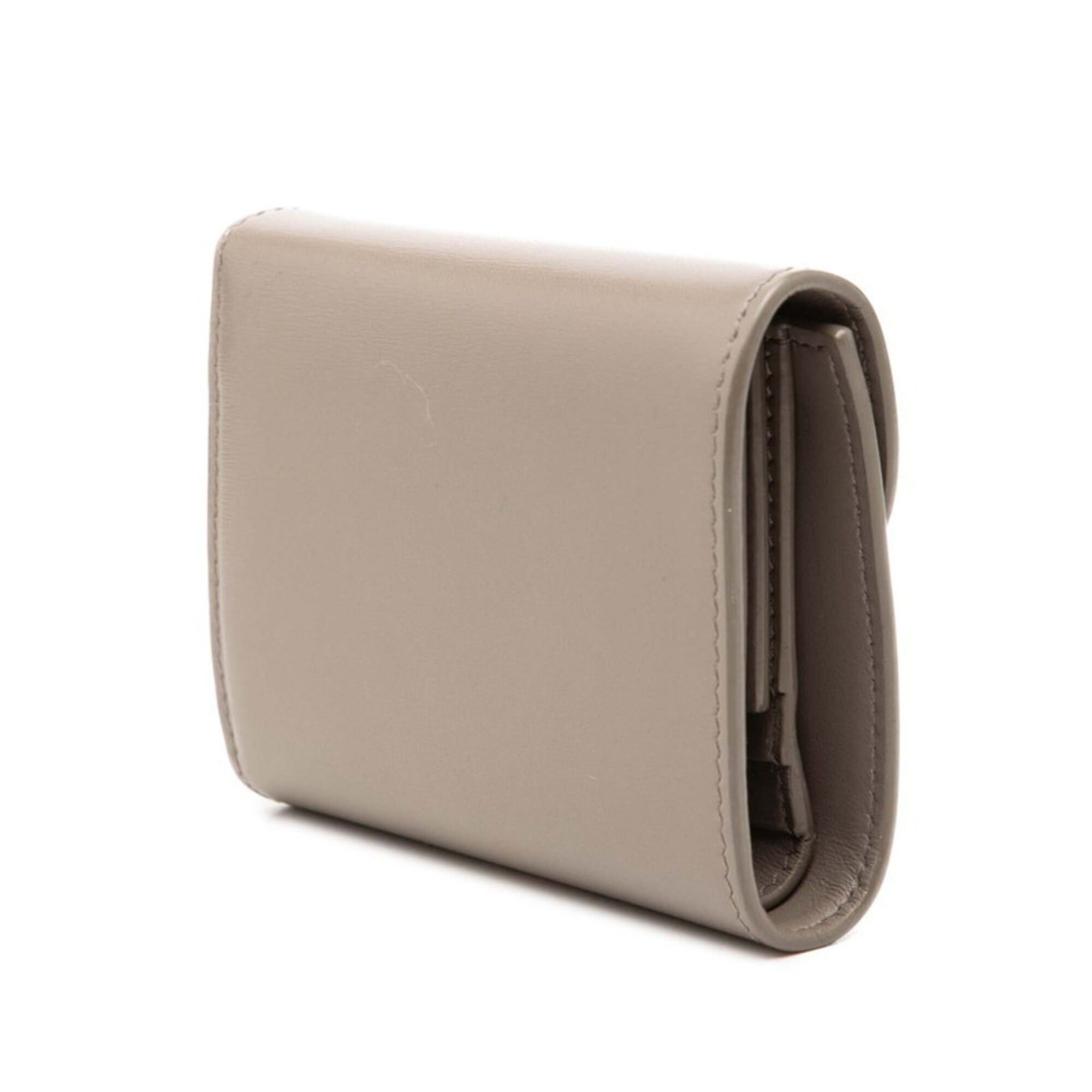Celine Celine Triomphe Small Flap Wallet, Bi-fold Pebble Gray Leather, Women's CELINE Size ONE SIZE - 2 Thumbnail