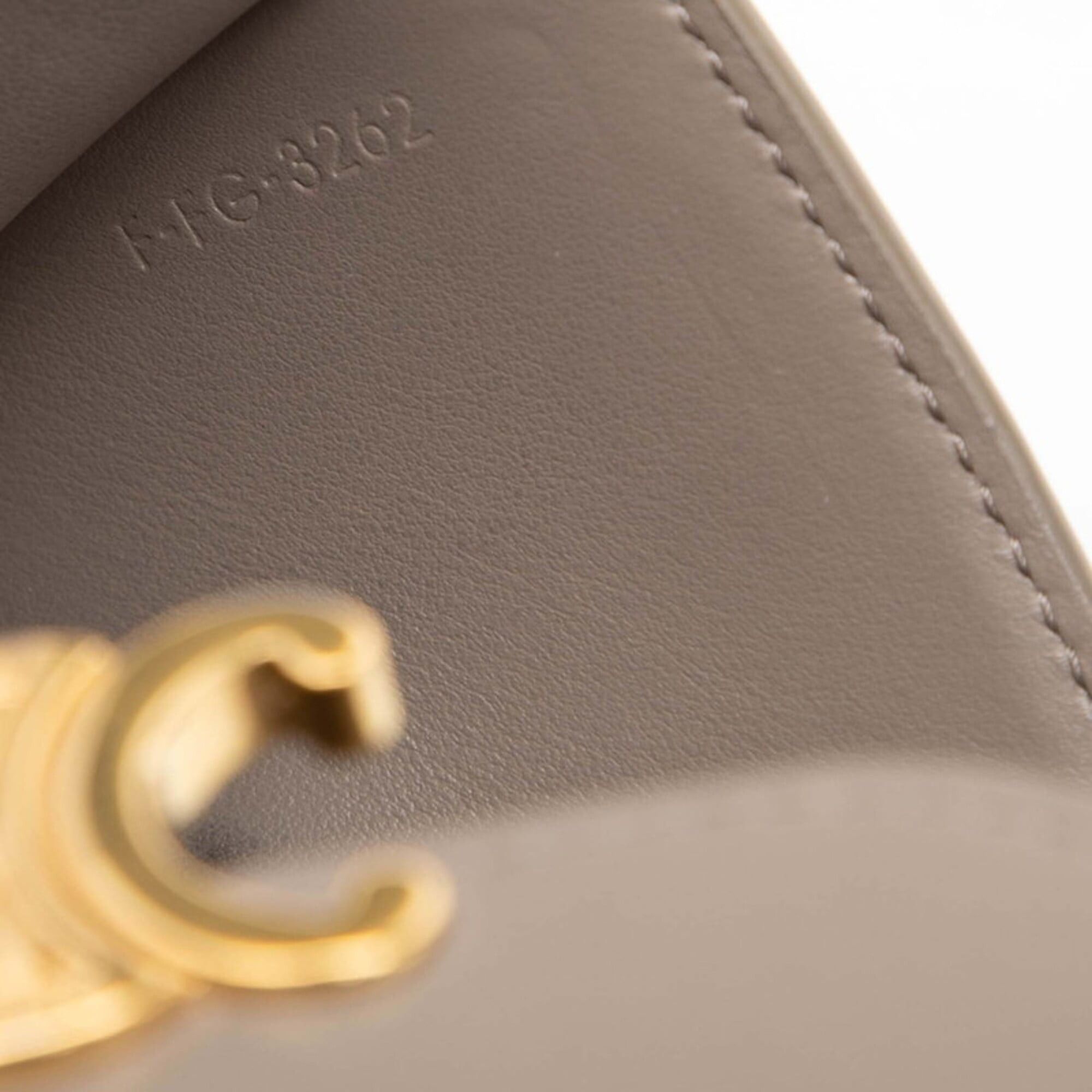 Celine Celine Triomphe Small Flap Wallet, Bi-fold Pebble Gray Leather, Women's CELINE Size ONE SIZE - 7 Thumbnail