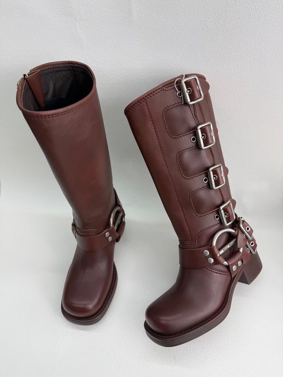 Miu Miu Miu Miu Buckled Leather Boots Size 35.5 Size US 5.5 / IT 35.5 - 10 Thumbnail