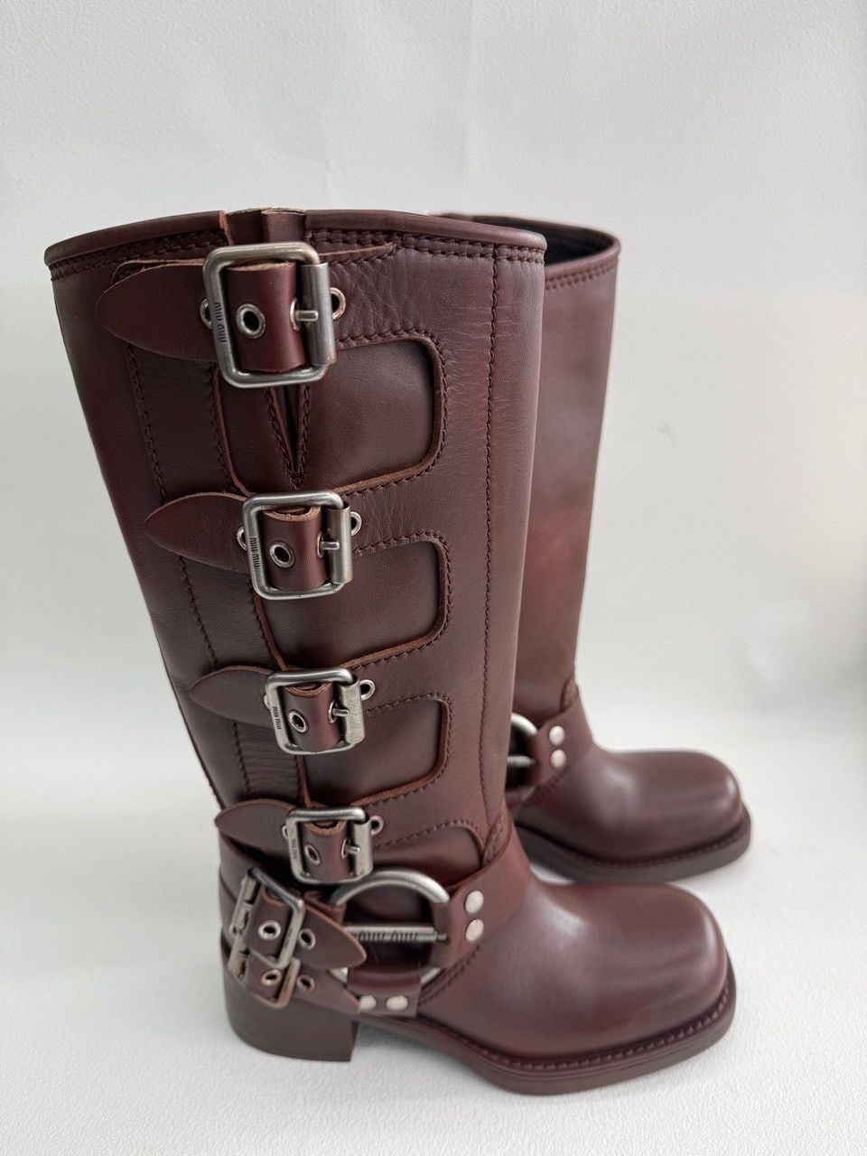 Miu Miu Miu Miu Buckled Leather Boots Size 35.5 Size US 5.5 / IT 35.5 - 5 Thumbnail