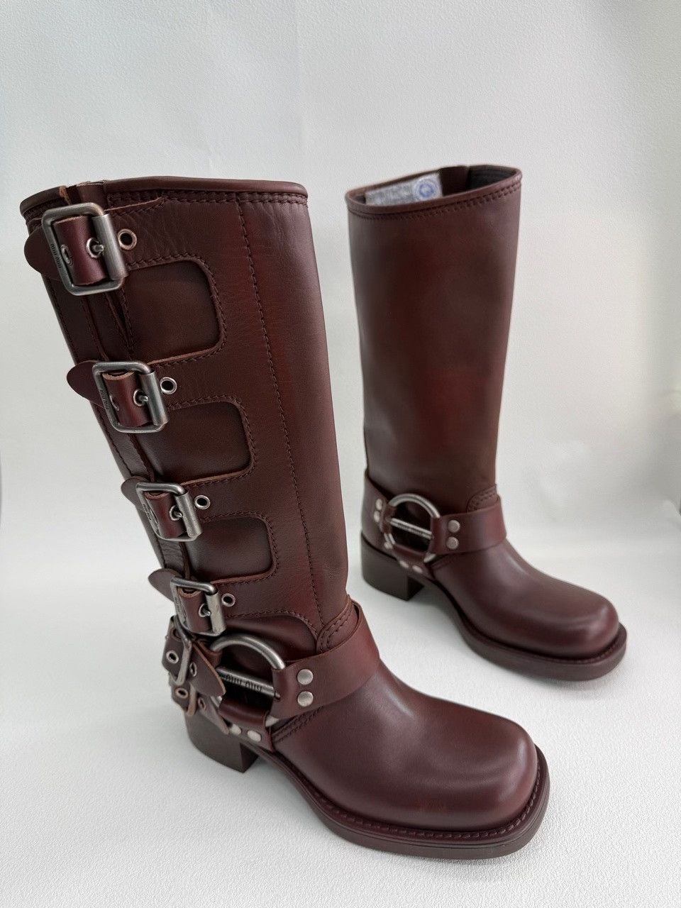 Miu Miu Miu Miu Buckled Leather Boots Size 35.5 Size US 5.5 / IT 35.5 - 4 Thumbnail