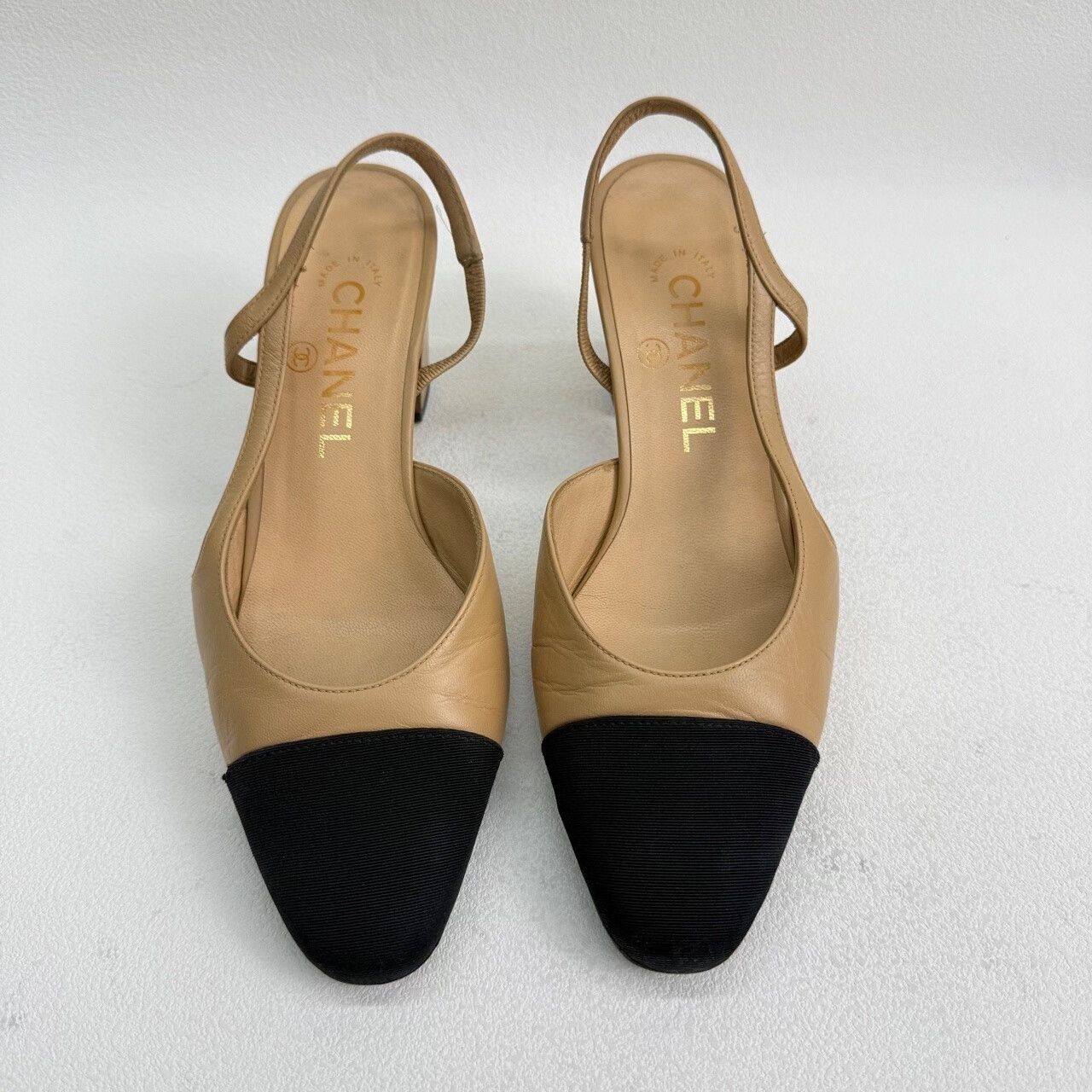 Chanel Chanel Beige Black Cap-Toe Slingback Heels Size 36 Size US 6 / IT 36 - 3 Thumbnail