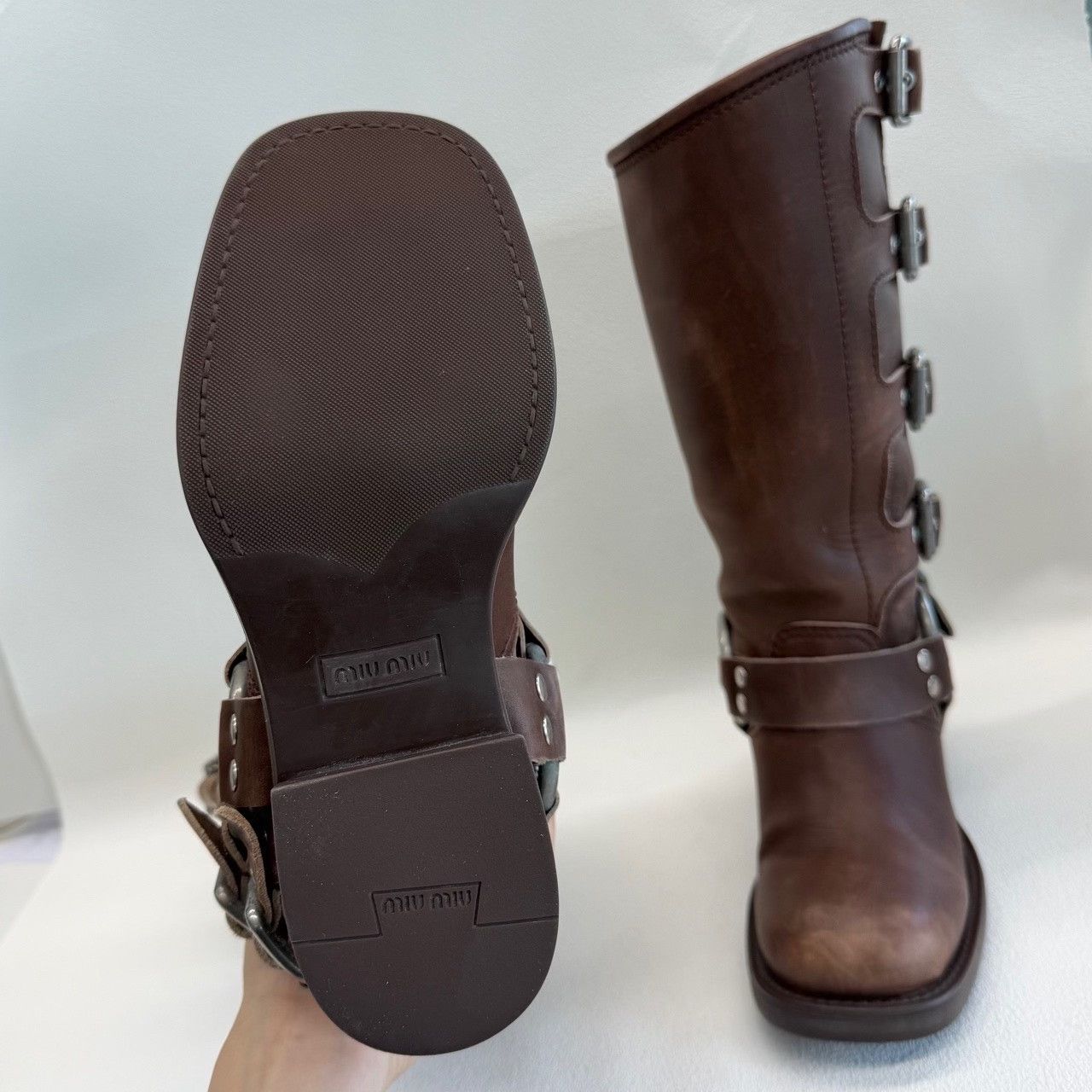 Miu Miu Miu Miu Buckled Leather Boots Size 37 Size US 7 / IT 37 - 10 Thumbnail