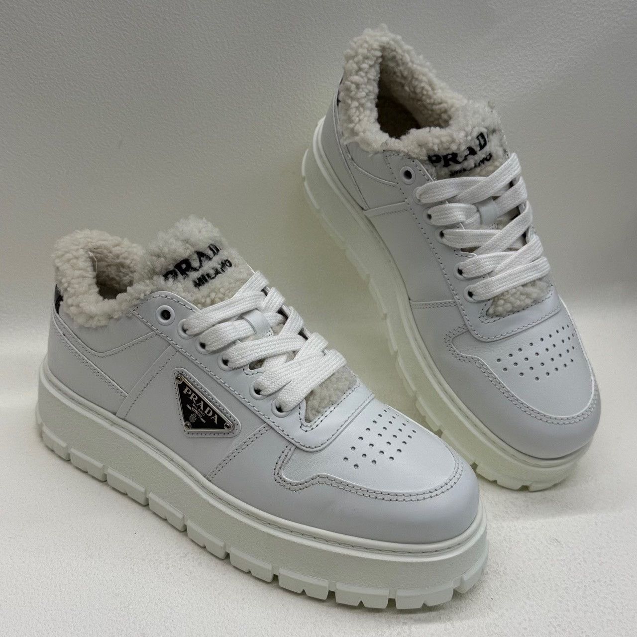 Prada Prada Shearling Lined Platform Sneakers Size 36.5 Size US 6.5 / IT 36.5 - 7 Thumbnail