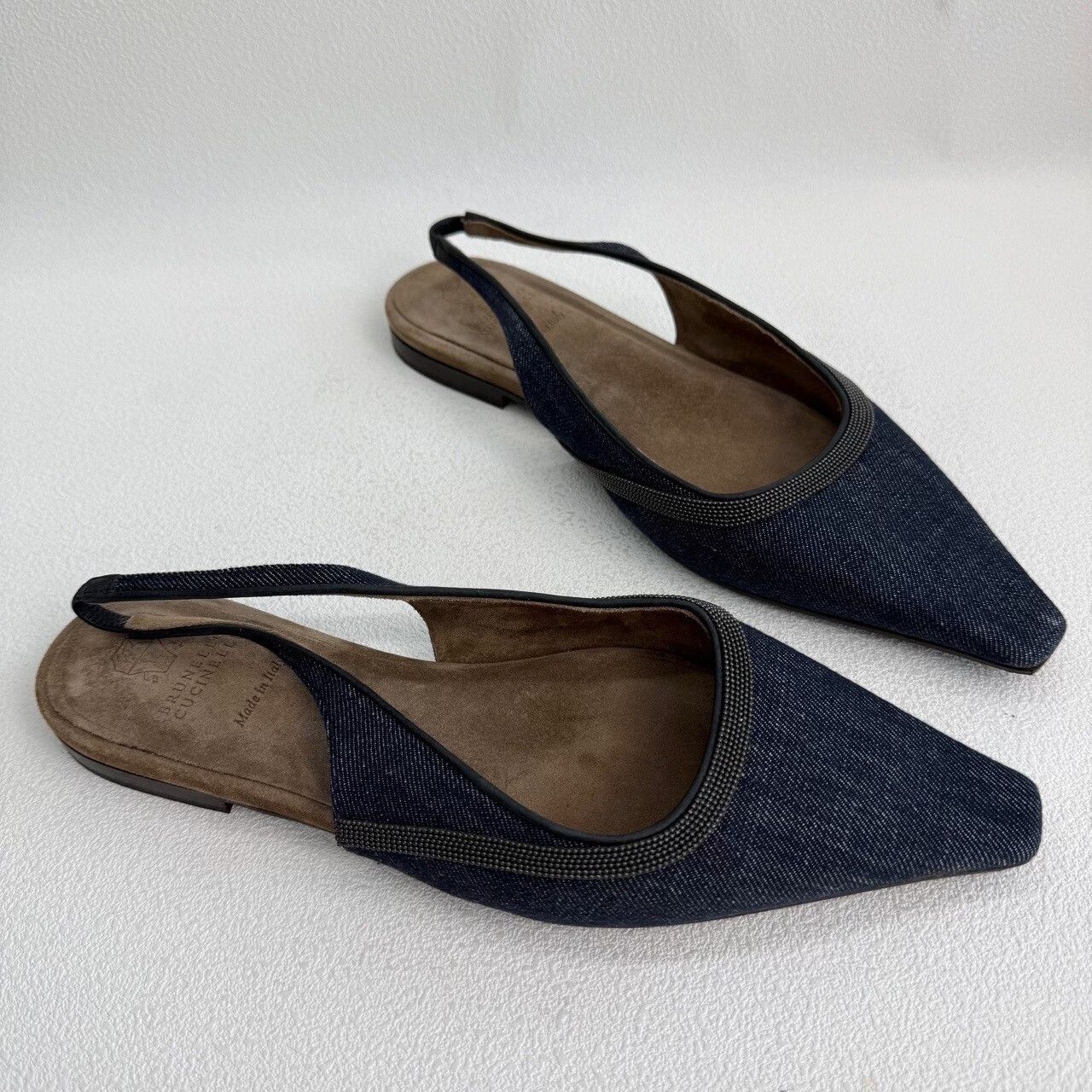 Brunello Cucinelli Brunello Cucinelli Monili Denim Slingback Flats Size 37 Size US 7 / IT 37 - 4 Thumbnail