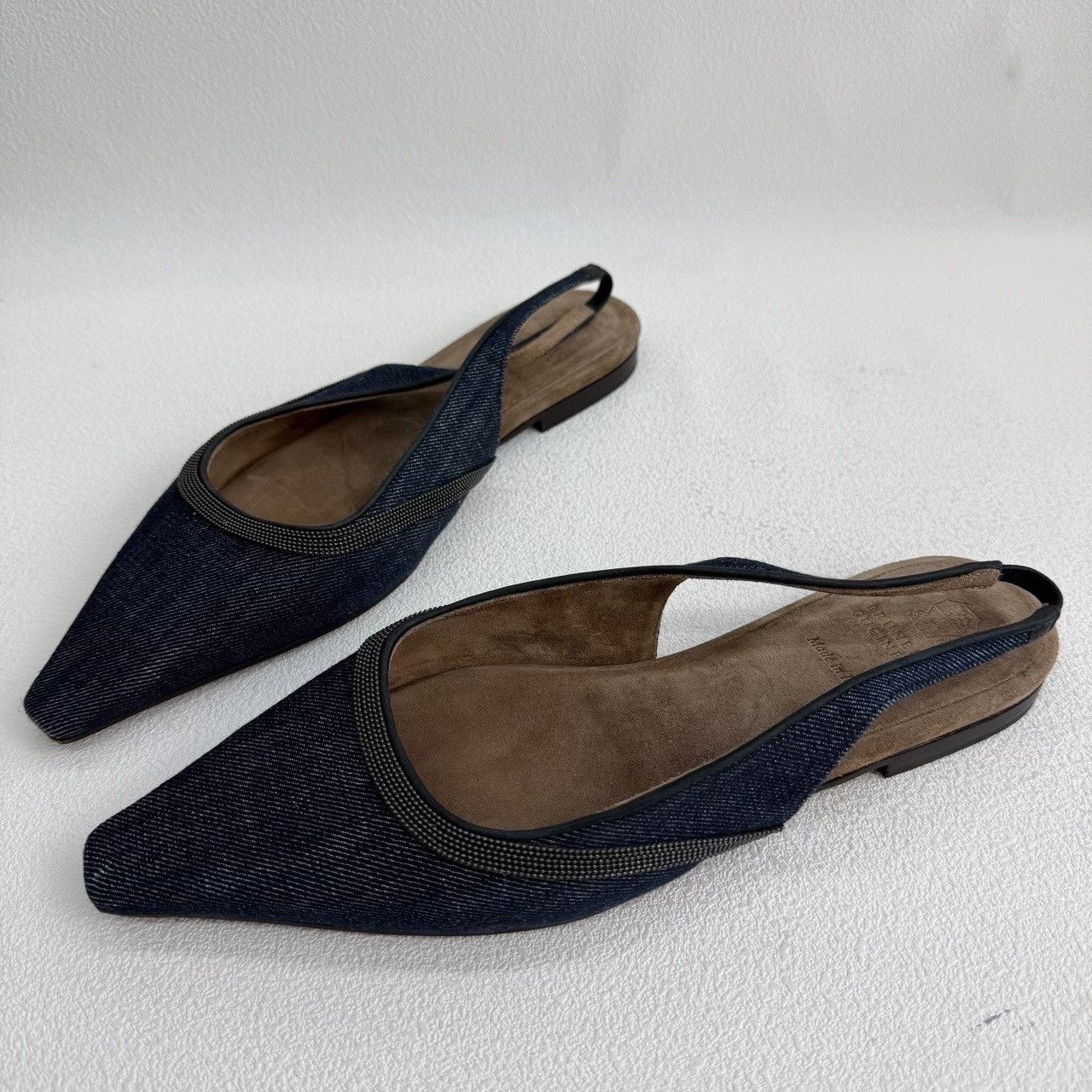 Brunello Cucinelli Brunello Cucinelli Monili Denim Slingback Flats Size 37 Size US 7 / IT 37 - 2 Thumbnail
