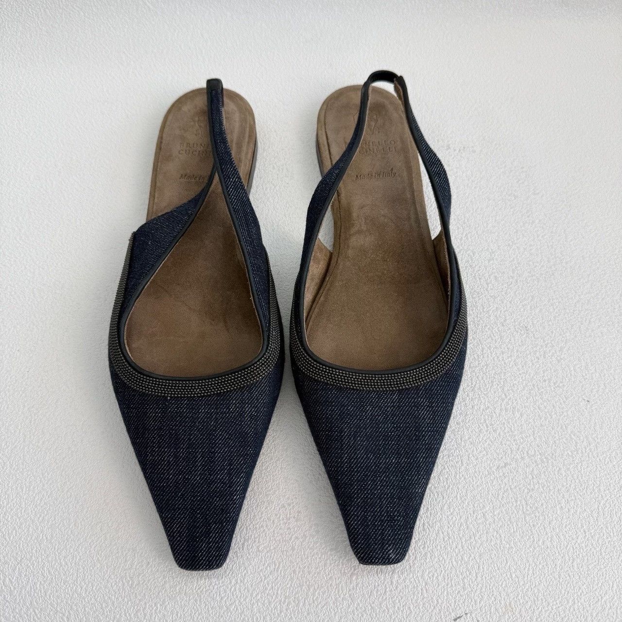 Brunello Cucinelli Brunello Cucinelli Monili Denim Slingback Flats Size 37 Size US 7 / IT 37 - 3 Thumbnail
