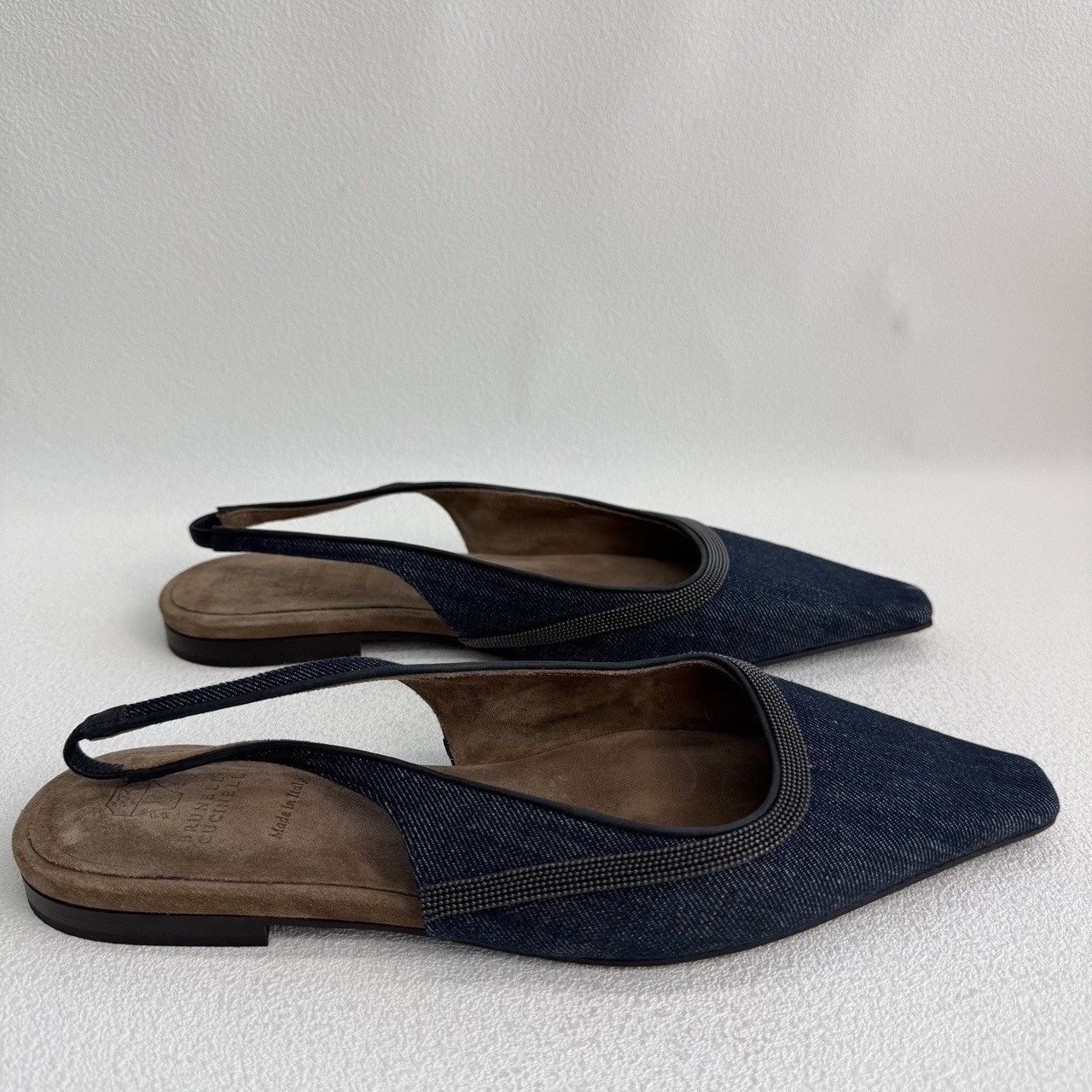 Brunello Cucinelli Brunello Cucinelli Monili Denim Slingback Flats Size 37 Size US 7 / IT 37 - 5 Thumbnail