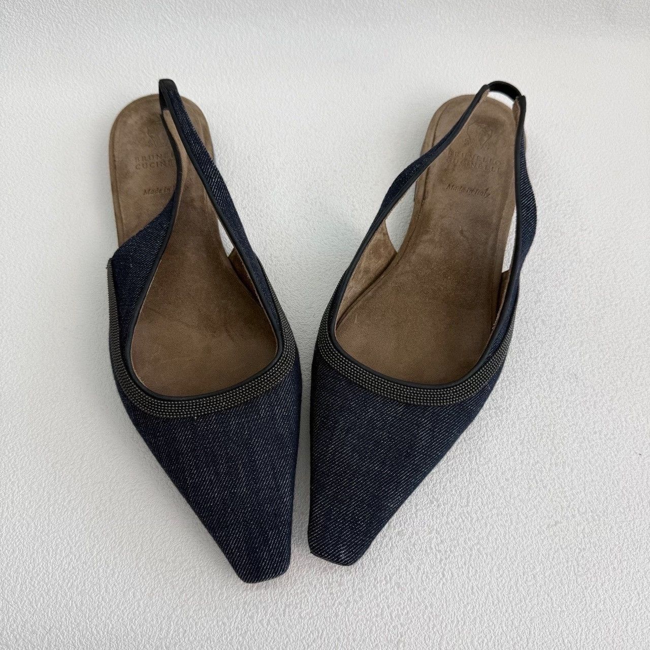 Brunello Cucinelli Brunello Cucinelli Monili Denim Slingback Flats Size 37 Size US 7 / IT 37 - 10 Thumbnail