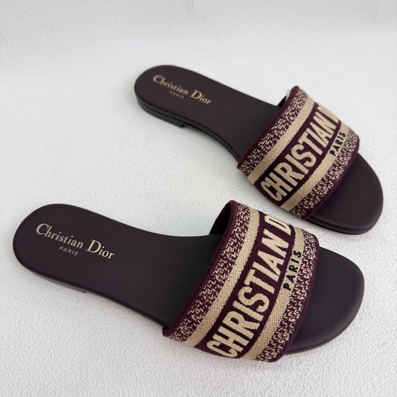 Dior Dior Dway Embroidered Canvas Slides Size 37 Size US 7 / IT 37 - 4 Thumbnail