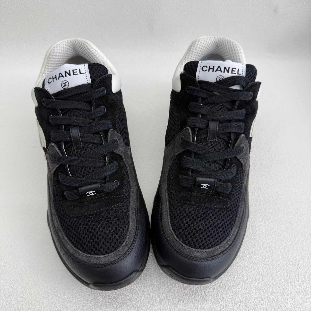 Chanel Chanel Black Mesh Leather Sneakers Size 39 Size US 9 / IT 39 - 10 Thumbnail