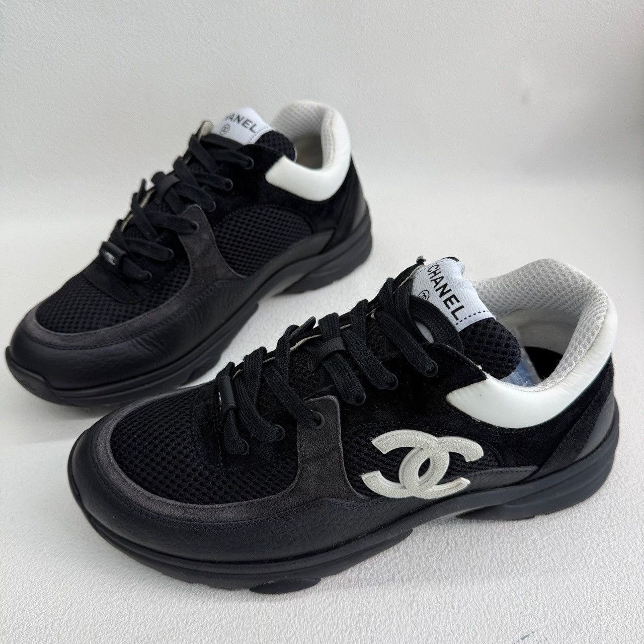 Chanel Chanel Black Mesh Leather Sneakers Size 39 Size US 9 / IT 39 - 2 Thumbnail