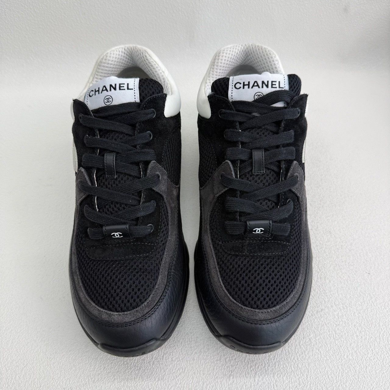 Chanel Chanel Black Mesh Leather Sneakers Size 39 Size US 9 / IT 39 - 3 Thumbnail