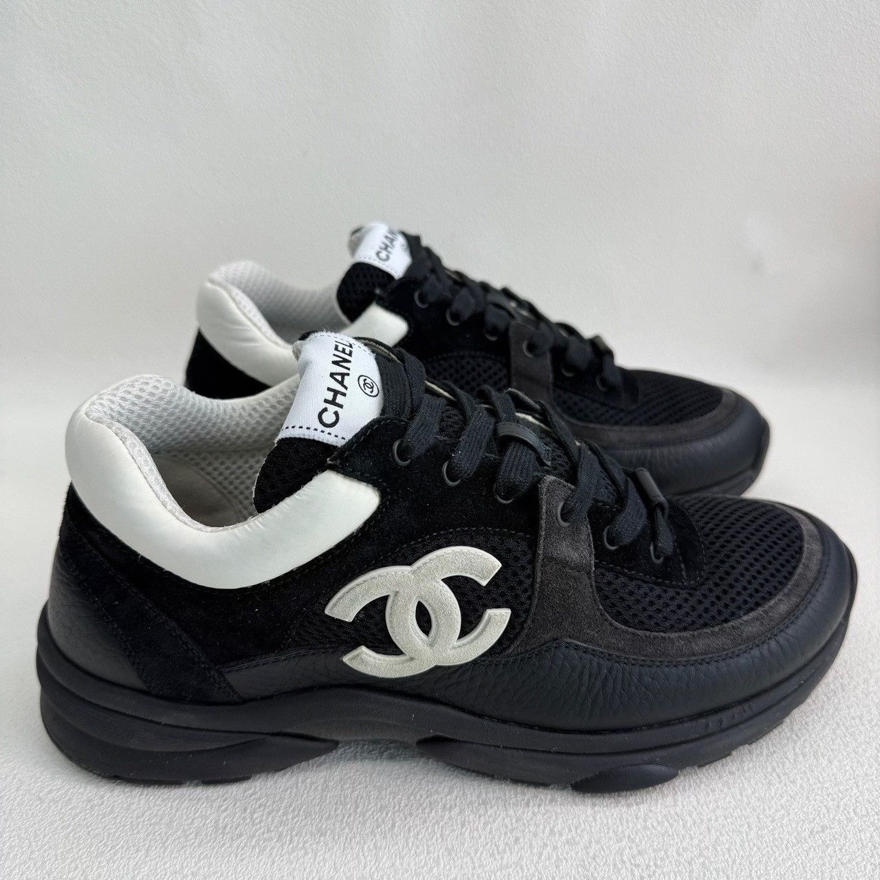 Chanel Chanel Black Mesh Leather Sneakers Size 39 Size US 9 / IT 39 - 5 Thumbnail