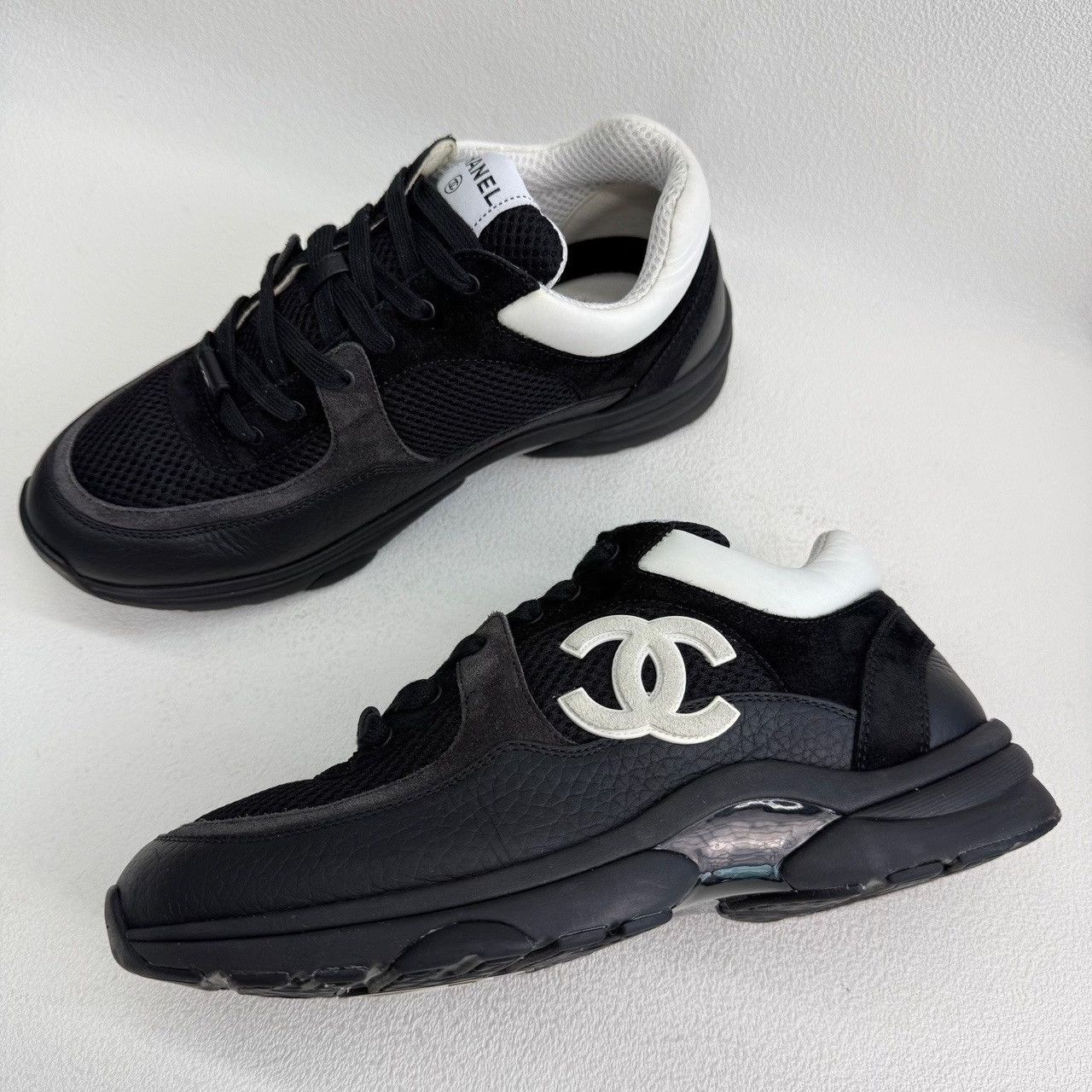 Chanel Chanel Black Mesh Leather Sneakers Size 39 Size US 9 / IT 39 - 9 Thumbnail