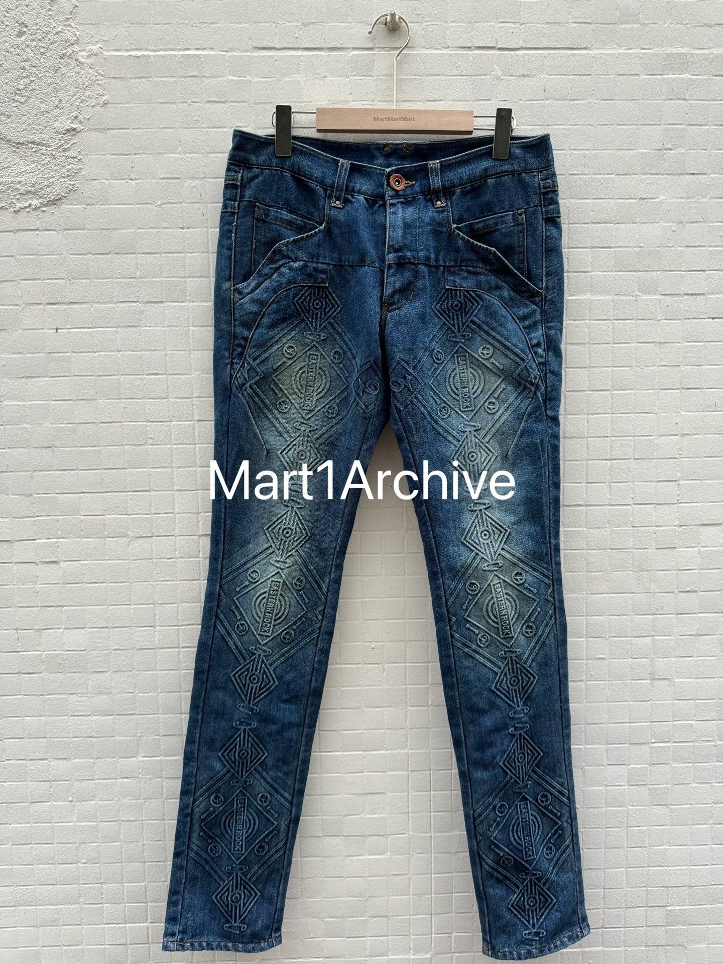 PPFM PPFM Geometric Embossed Denim Jeans US 33 Size US 33 - 2 Thumbnail