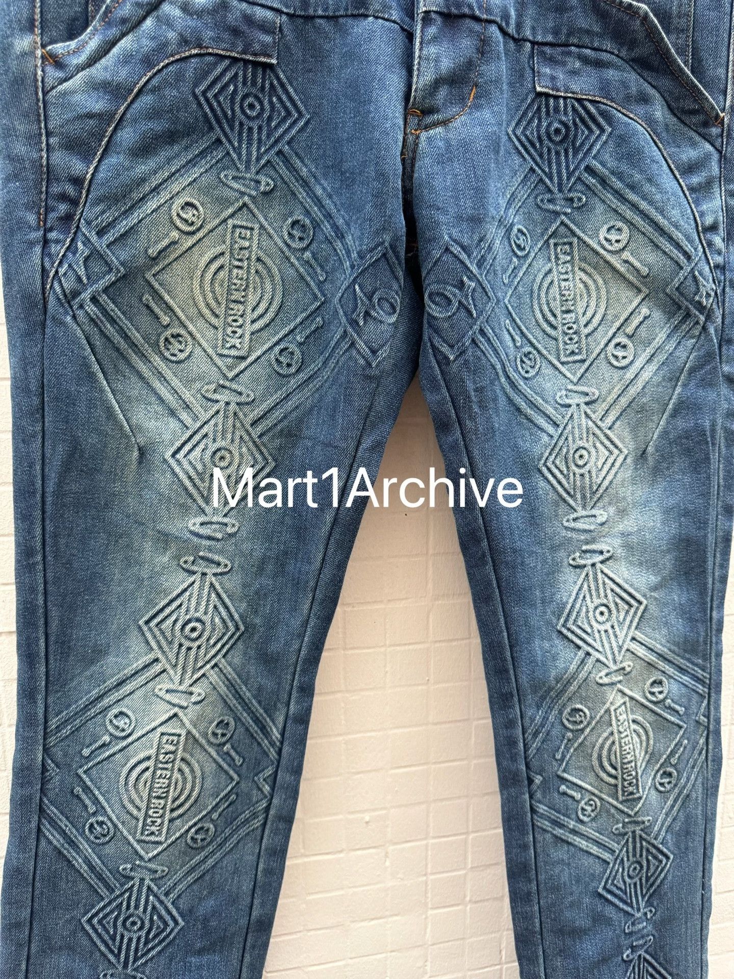 PPFM PPFM Geometric Embossed Denim Jeans US 33 Size US 33 - 3 Thumbnail