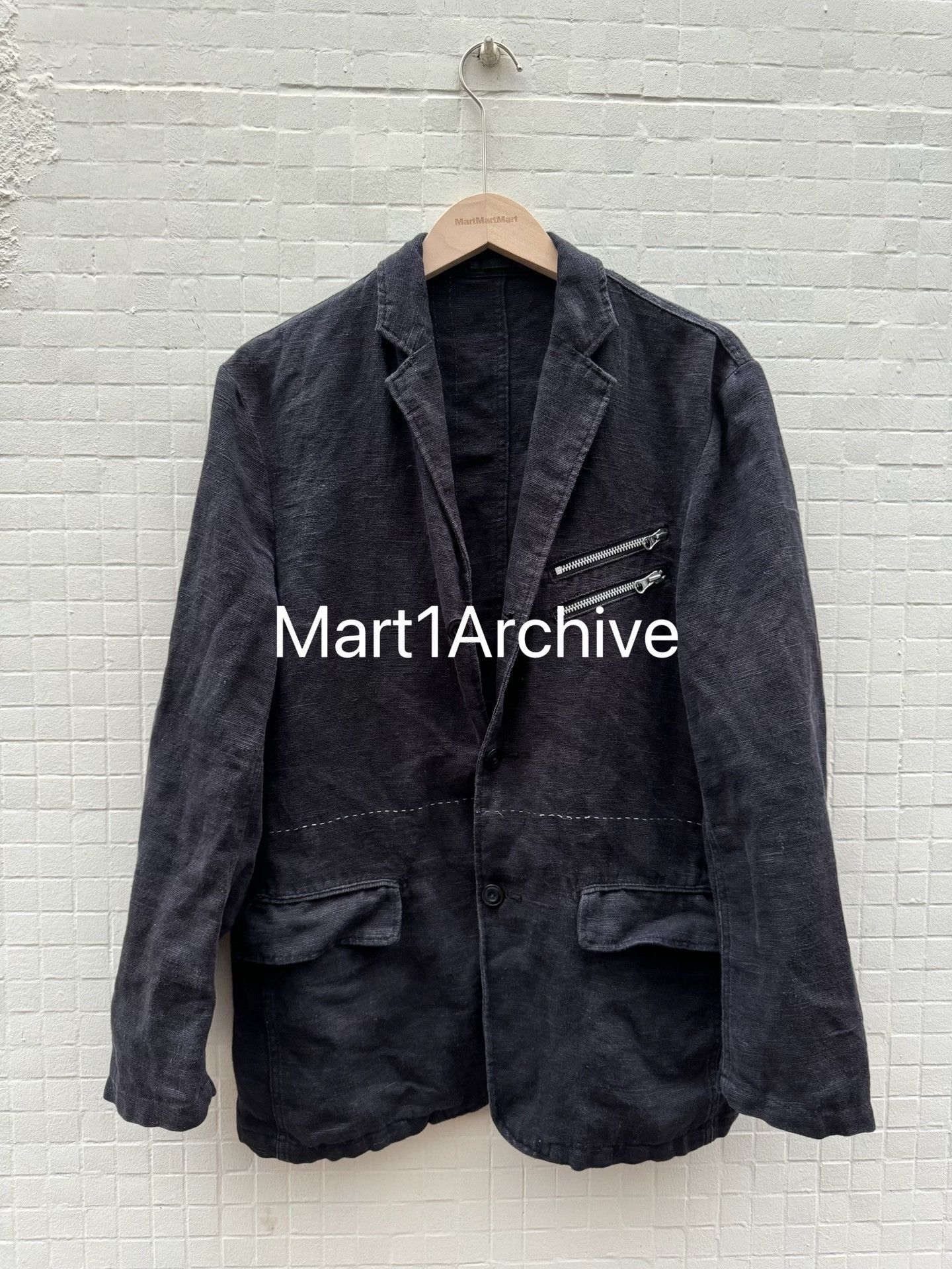 PPFM PPFM Zipper Detail Linen Blend Blazer Size L Size 40R - 2 Thumbnail
