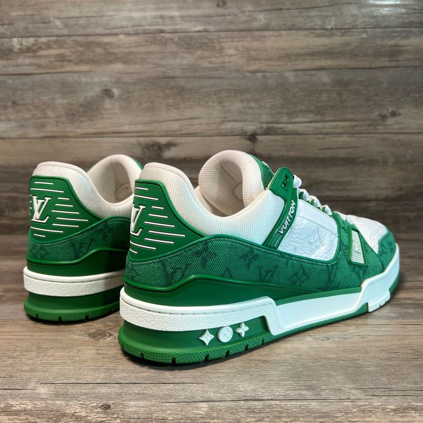 Louis Vuitton Louis Vuitton White Green Denim Trainer Sneakers US 10 Size US 10 / EU 43 - 5 Thumbnail