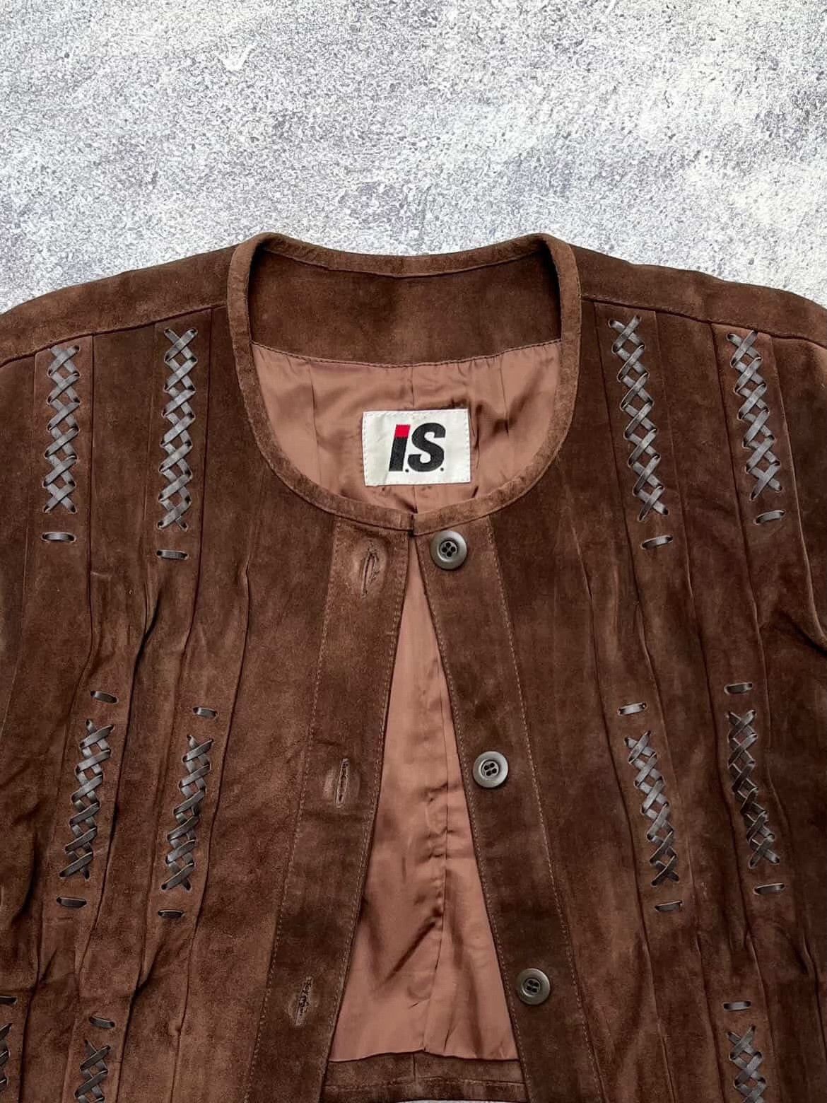 Vintage 1980s Issey Miyake Stitched Leather Cardigan Size M / US 6-8 / IT 42-44 - 3 Thumbnail