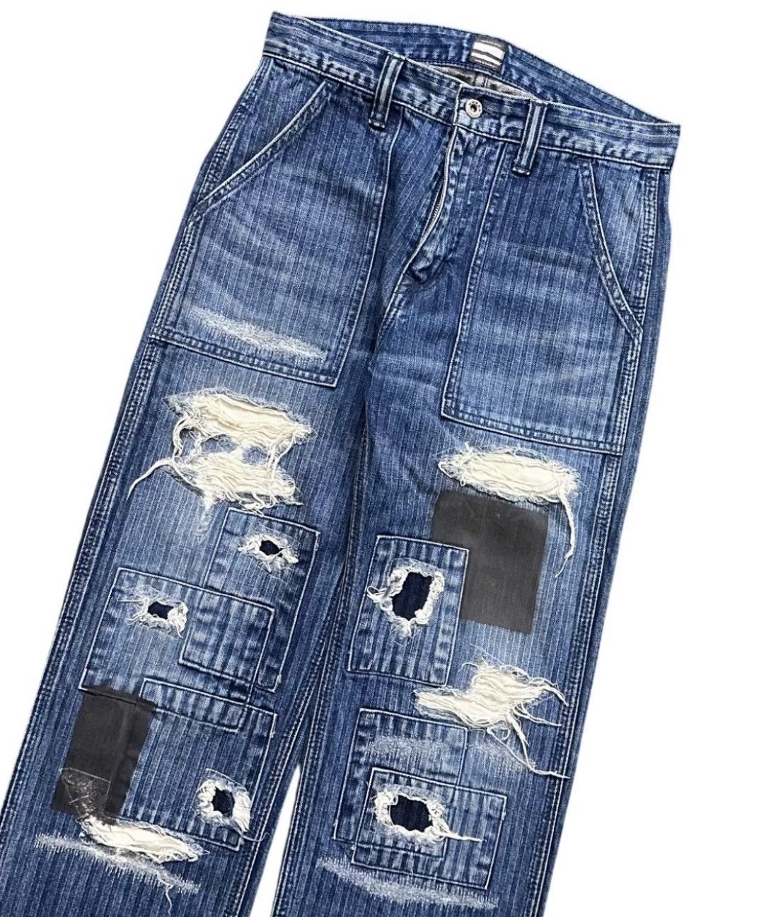 Vintage 2010s Momotaro HBT Fatigue Patchwork Pants Size US 30 / EU 46 - 3 Thumbnail