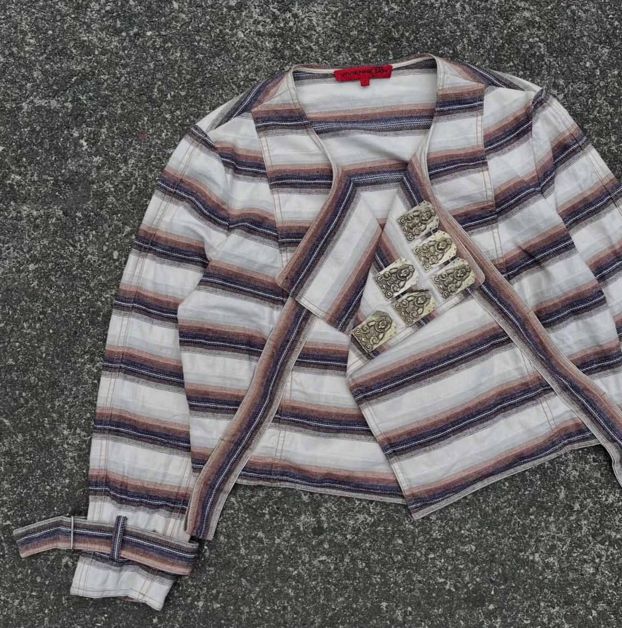 Vintage Vintage Vivienne Tam SS/97 Buddha Stripe Cardigan Size M / US 6-8 / IT 42-44 - 5 Thumbnail