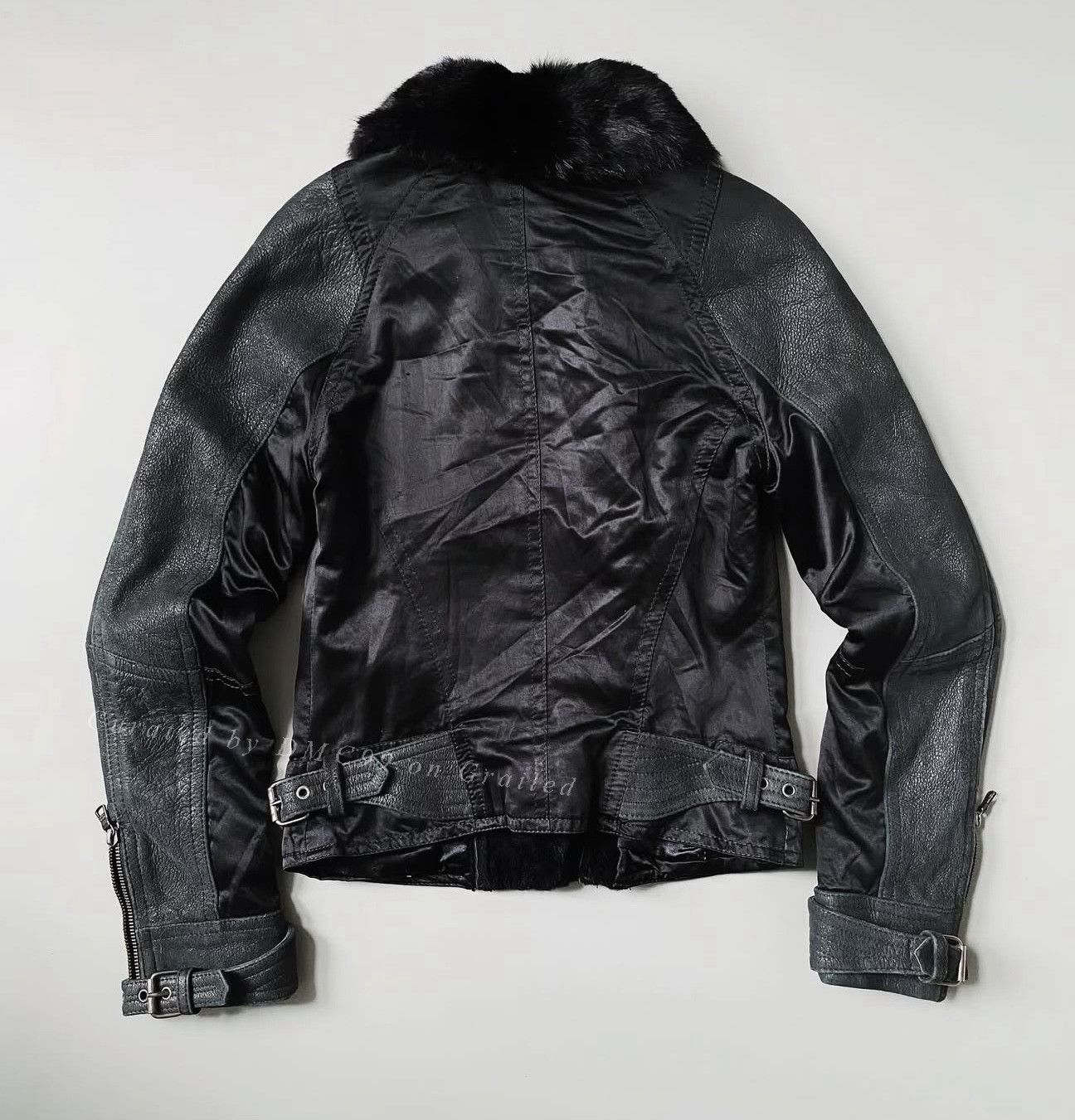 Vintage Vintage Armani Exchange Patchwork Fur Leather Jacket Size M / US 6-8 / IT 42-44 - 6 Thumbnail